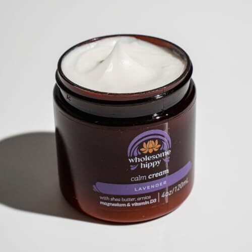 Wholesome Hippy Calm Body Cream With Magnesium, Arnica & Vitamin D3 - Lavender Scented - Nourishing Botanical Moisturizer With Shea, Turmeric & Aloe - 4Oz