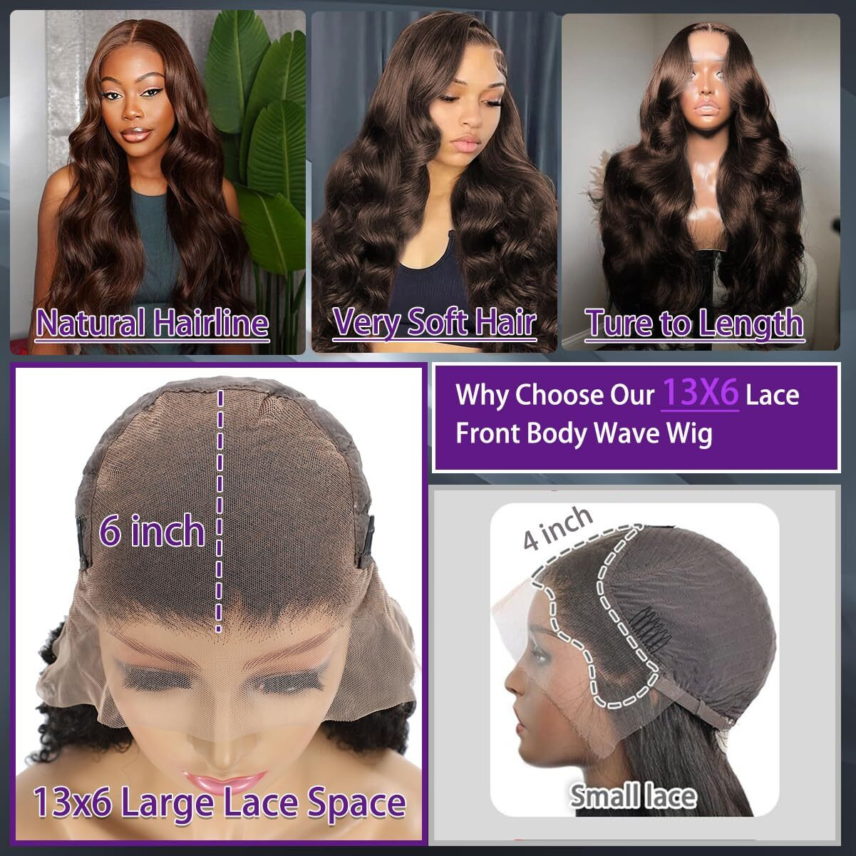 Kxbkxb Chocolate Brown Lace Front Wig Human Hair 13X6 Transparent Brown Body Wave Lace Front Wigs Human Hair Pre Plucked With Baby Hair Hd Lace Wig Colored Frontal Wigs Human Hair For Women 18 Inch