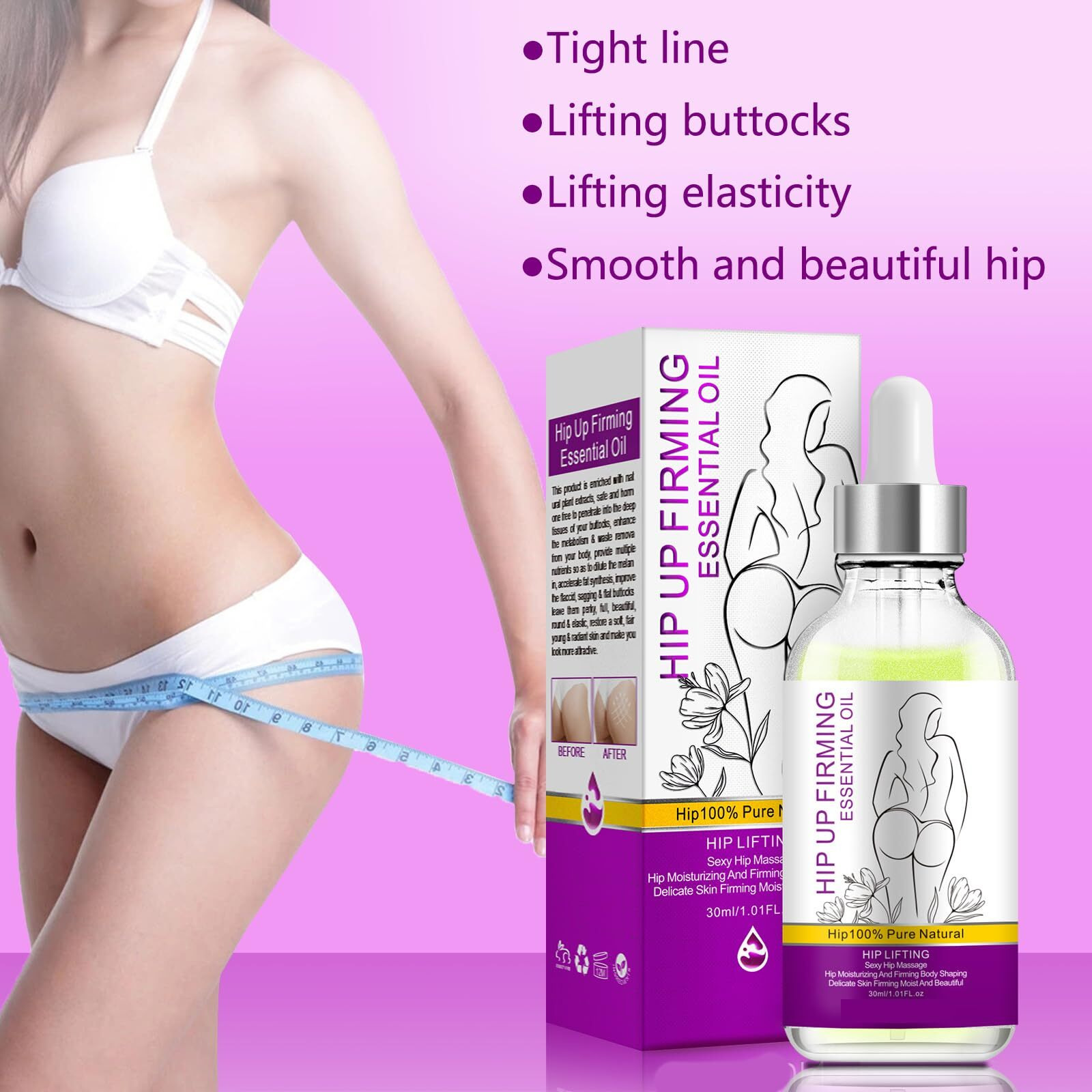 Safudan Hip Plump Up Oil,Firming Body Oil, Natural Herbal Hip Lift Buttock Massage Oil, Butt Firming Enhancement Essential Oil For Women, Firming & Lifting Fast (1 Pcs)