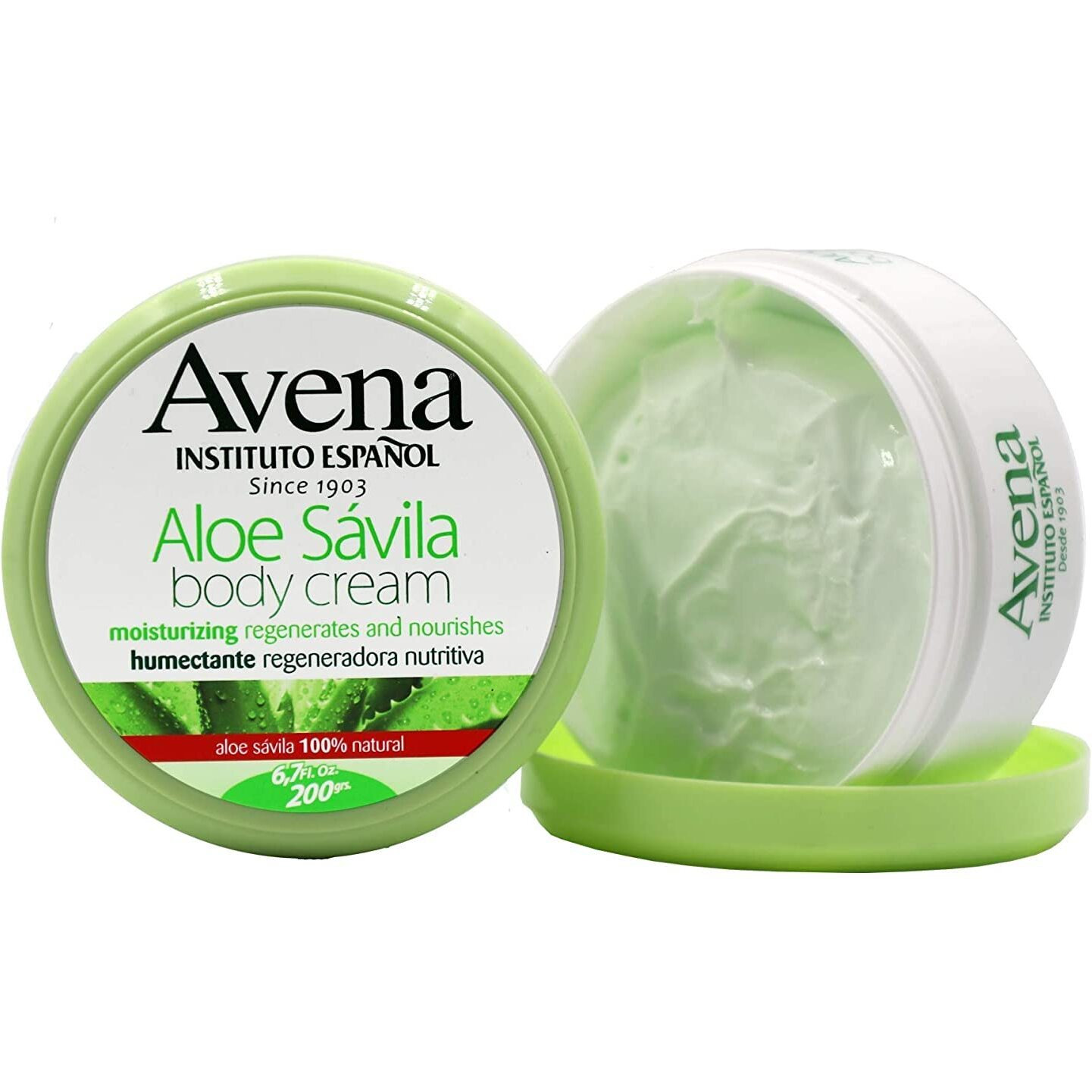 Avena Instituto Espaol Aloe Savila Body Cream, Moisturizing, Regenerates And Nourishes, 2-Pack Of 6.7 Fl Oz Each, 2 Jars