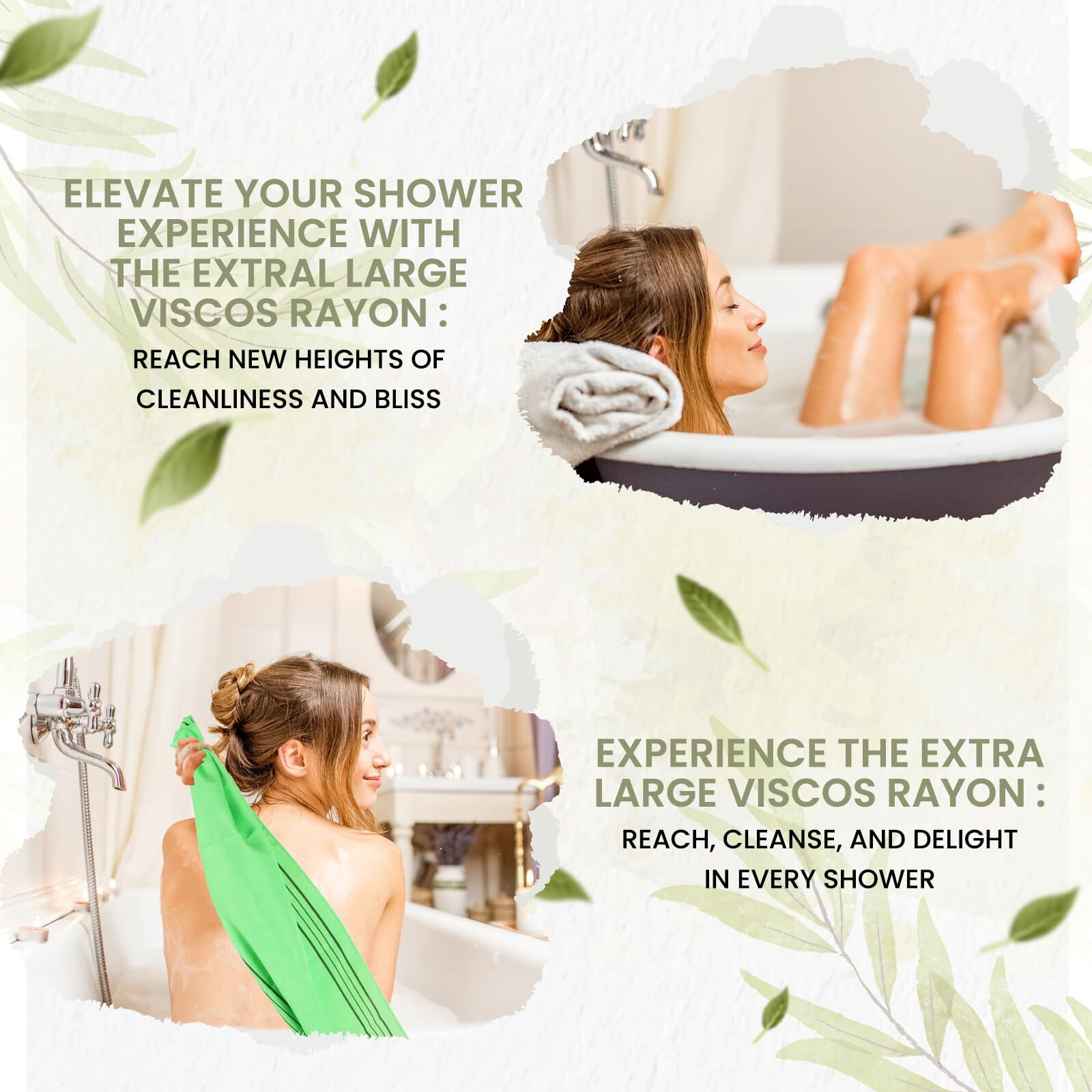 Etreetowel Extra Large Size 35.4"" X 11"" (2 Pcs) Korean Asian Exfoliating Bath Washcloths Mitt Scrub For Body And Back Washcloth Glove Viscose Rayon Towel For Soft Skin