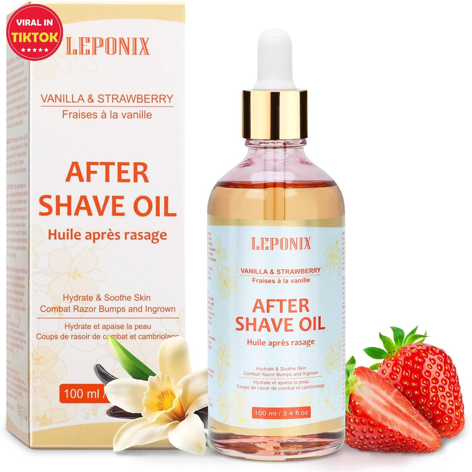 After Shave Oil For Women-2025's Strawberry Vanilla Revolution (Not Grandma's Shave Oil) - Post Shave Treatment Prevents Ingrown Hairs & Razor Burn -Strawberry Skin Treatment Smells Like Dessert-100Ml
