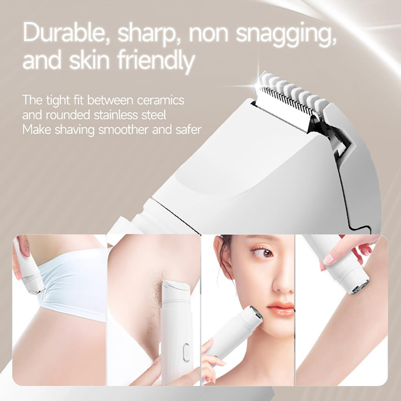 Bikini Trimmer For Women Pubic Hair 2 In 1 Eletctric Razors For Women - Rechargeable Eletctric Shaver - Ipx6 Waterproof Bikini Trimmer,Suitable For Underarms, Legs, Arms, Body,Face (White)