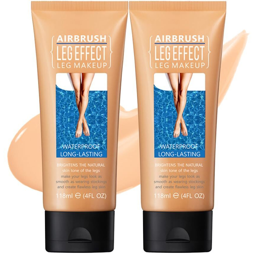 2Pcs Leg Effect Waterproof Makeup, Long-Lasting, Natural Leg Coverage, Body Foundation To Cover Vein, Tattoo And Flaw (02Medium, 2Pcs)