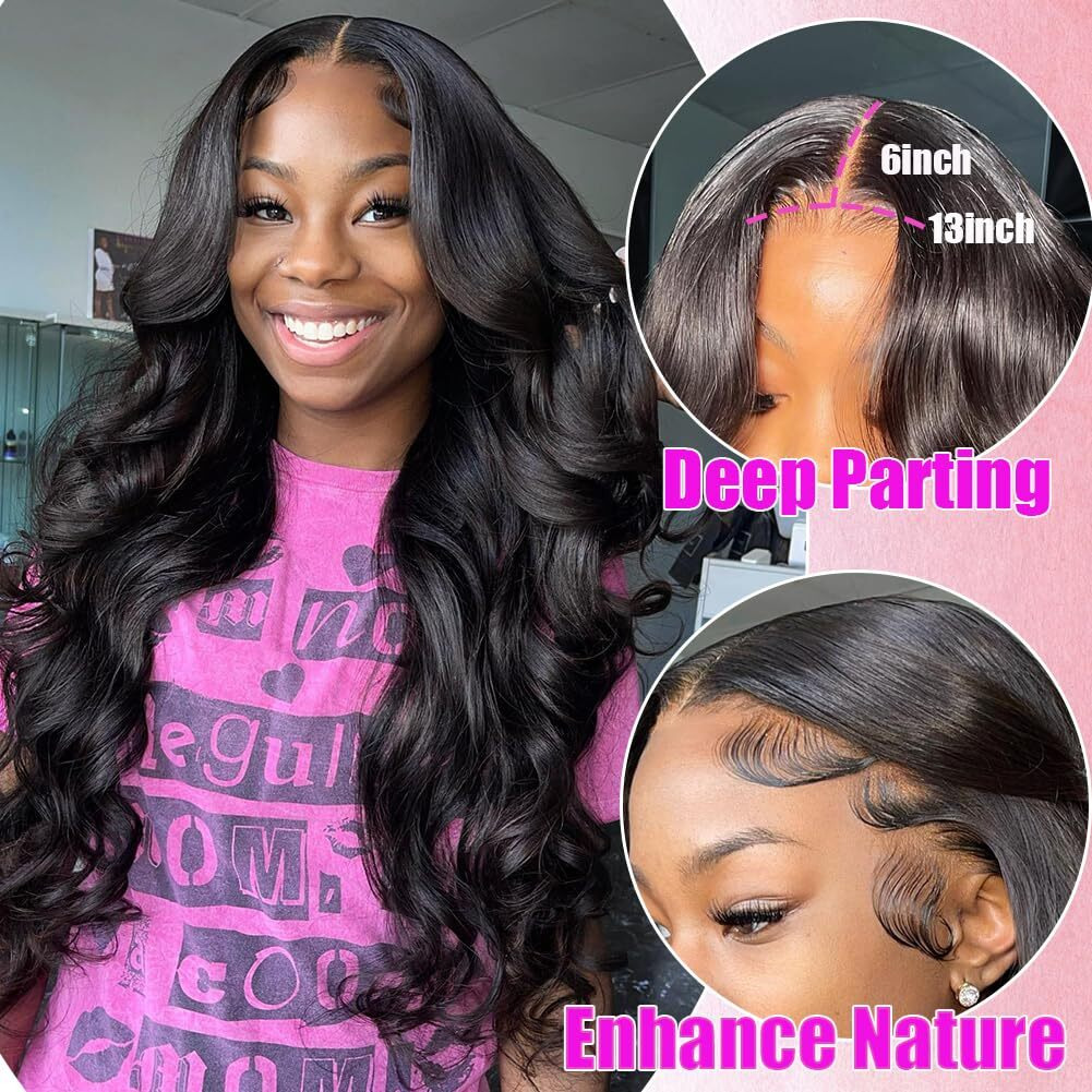 Erqq 20Inch 13X6 Lace Front Wigs Human Hair Pre Plucked 180% Density Body Wave Hd Lace Front Wigs Frontal Wigs For Women Human Hair Wig With Baby Hair Natural Color