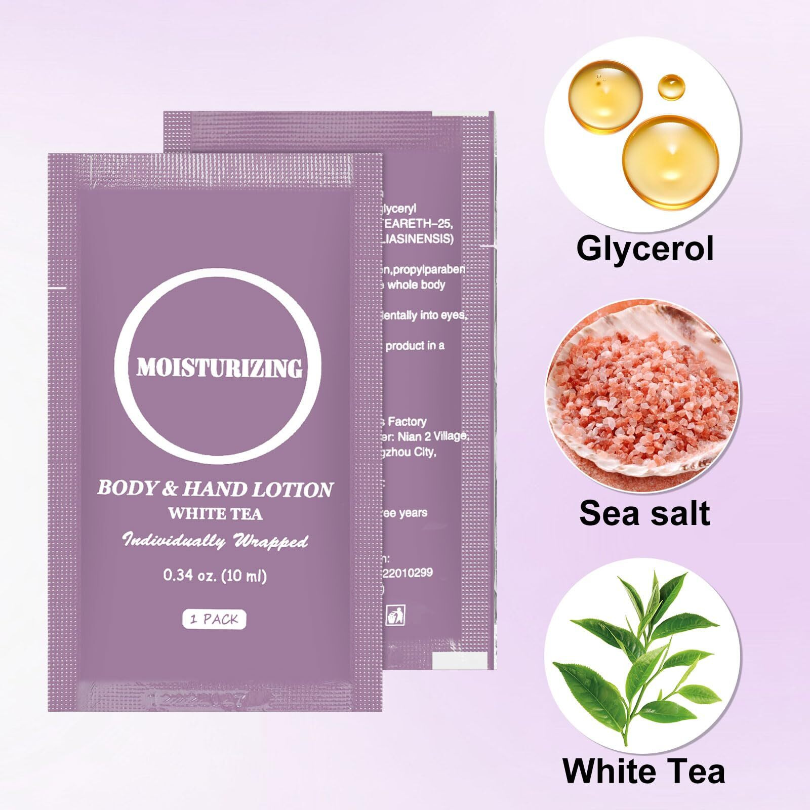 Travel Body Lotion, Individually Wrapped Hand Cream Lotion Bulk, Nourishing Extra Dry Skin Mini Small Packet Size Shower Moisturizer Lotion Toiletries For Travel, Hotel Homeless 0.34 Oz (Pack Of 100)