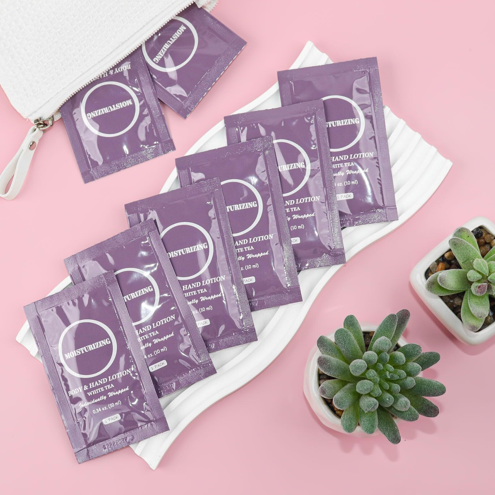 Travel Body Lotion, Individually Wrapped Hand Cream Lotion Bulk, Nourishing Extra Dry Skin Mini Small Packet Size Shower Moisturizer Lotion Toiletries For Travel, Hotel Homeless 0.34 Oz (Pack Of 100)