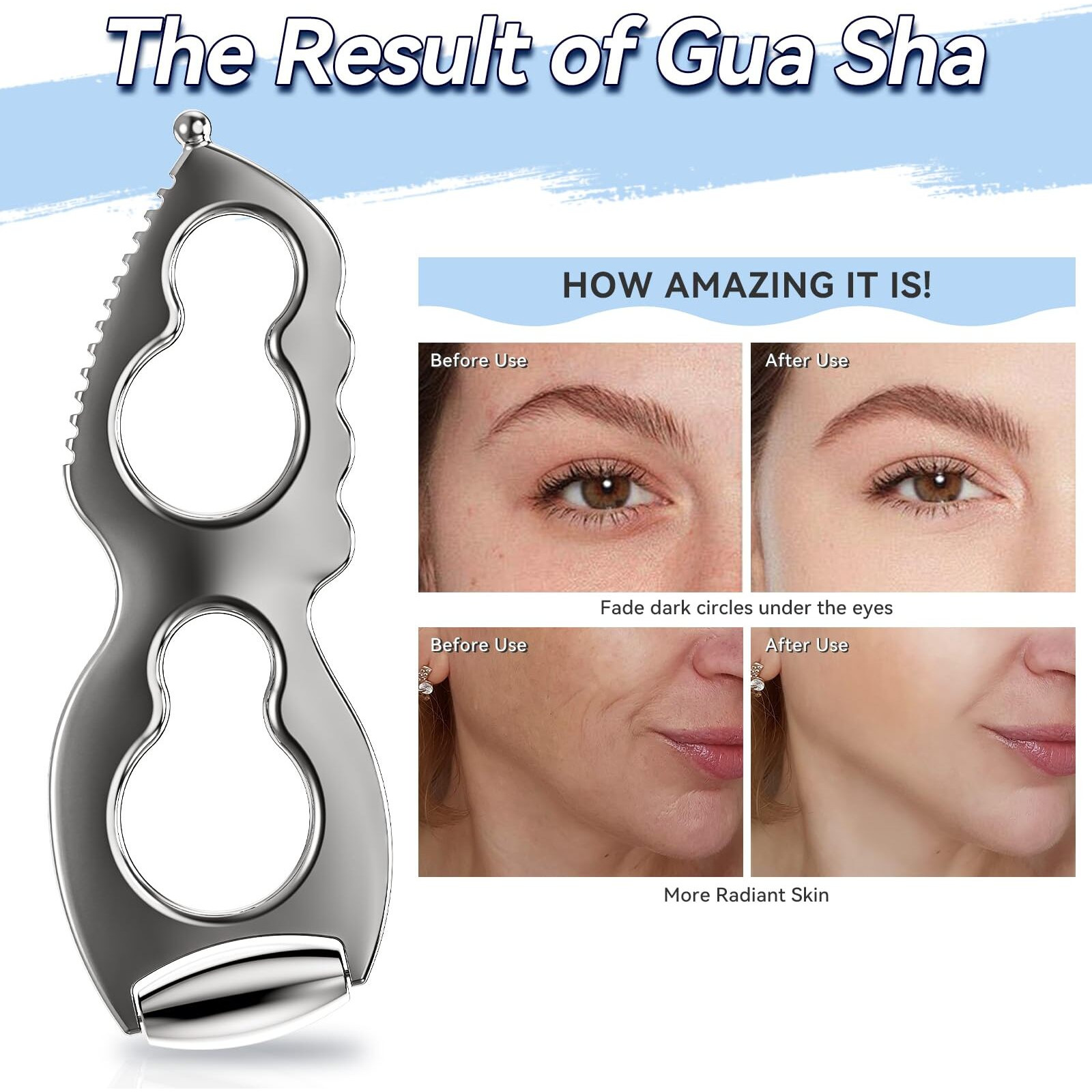 Gua Sha Facial Tools Stainless Steel Guasha Tool For Face Metal Gua Sha Muscle Scraper Tool Massage Body Gua Sha Graston Tool Physical Therapy Face Sculpting Tool Iastm Tool Derma Edge Women Skin Care