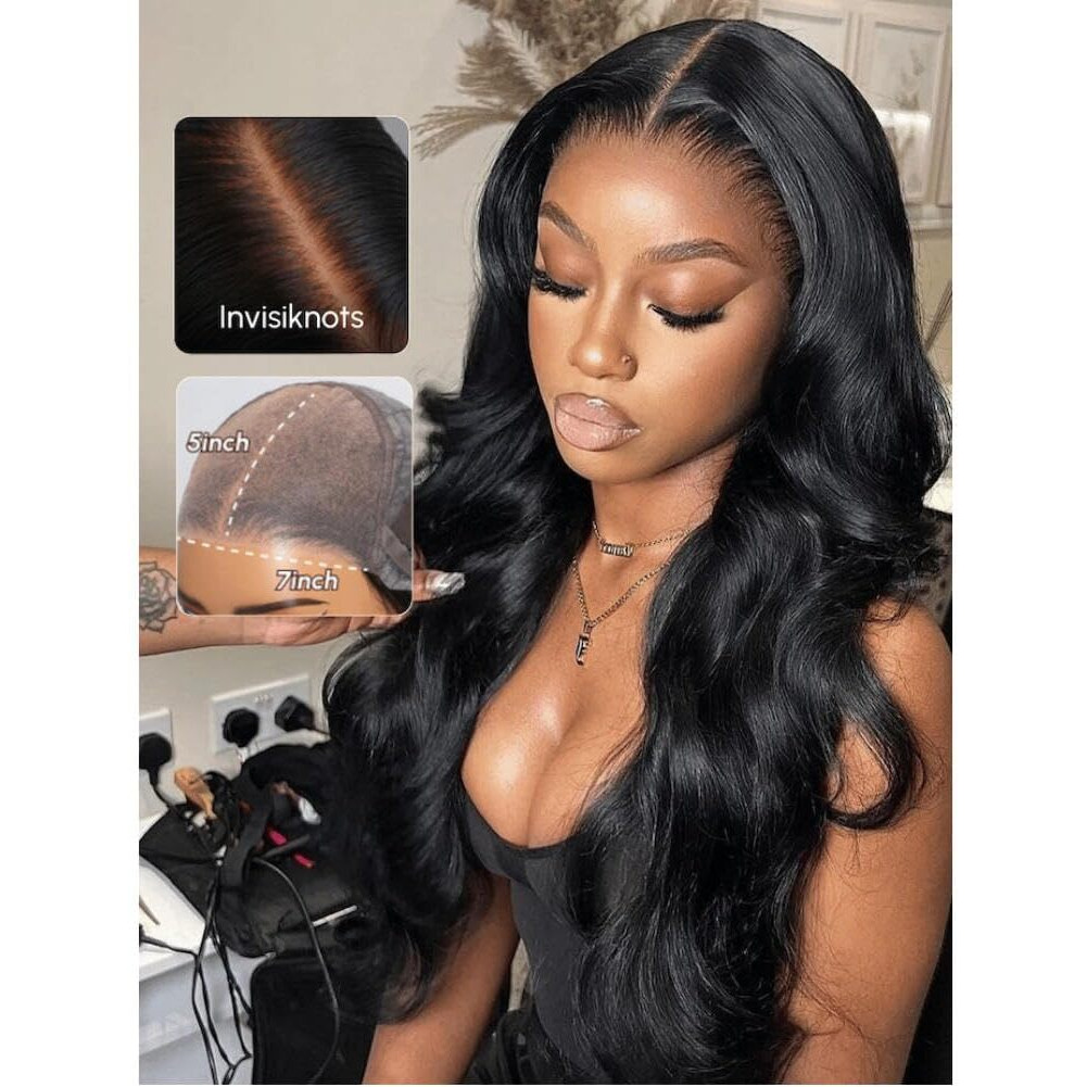 Beauty Forever 7X5 Bye Bye Knots Put On And Go Glueless Wig Pre Cut 3D Body Wave Lace Front Wig Human Hair With Bleached Knots Pre Plucked Wigs For Beginner 150% Density Natural Color 22 Inch