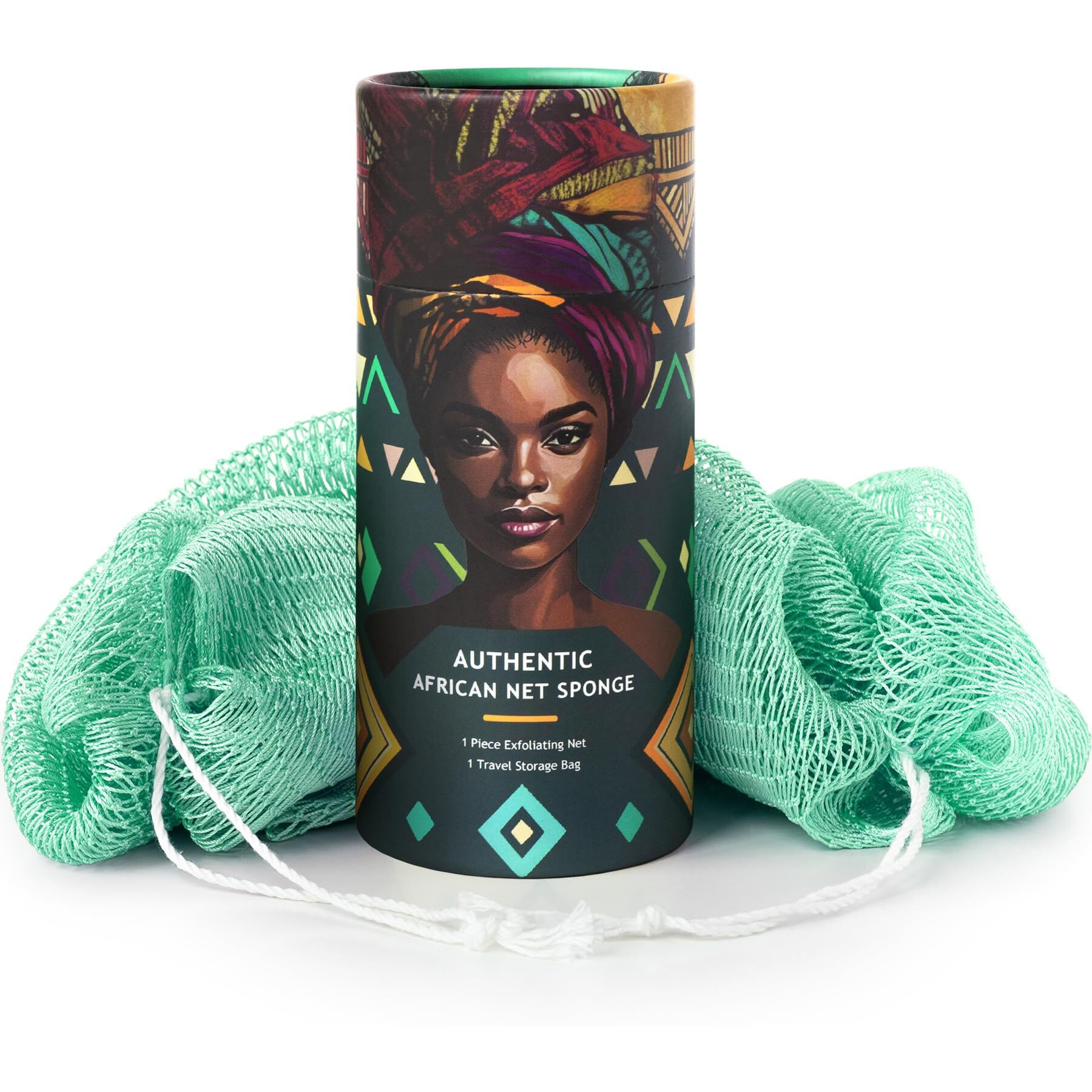 African Net Sponge Authentic - Afro Scrub Exfoliating Net Sponge With Knots - African Bath Sponges For Body Scrubber Exfoliator - Back Scrubber For Shower Bathing Accessories