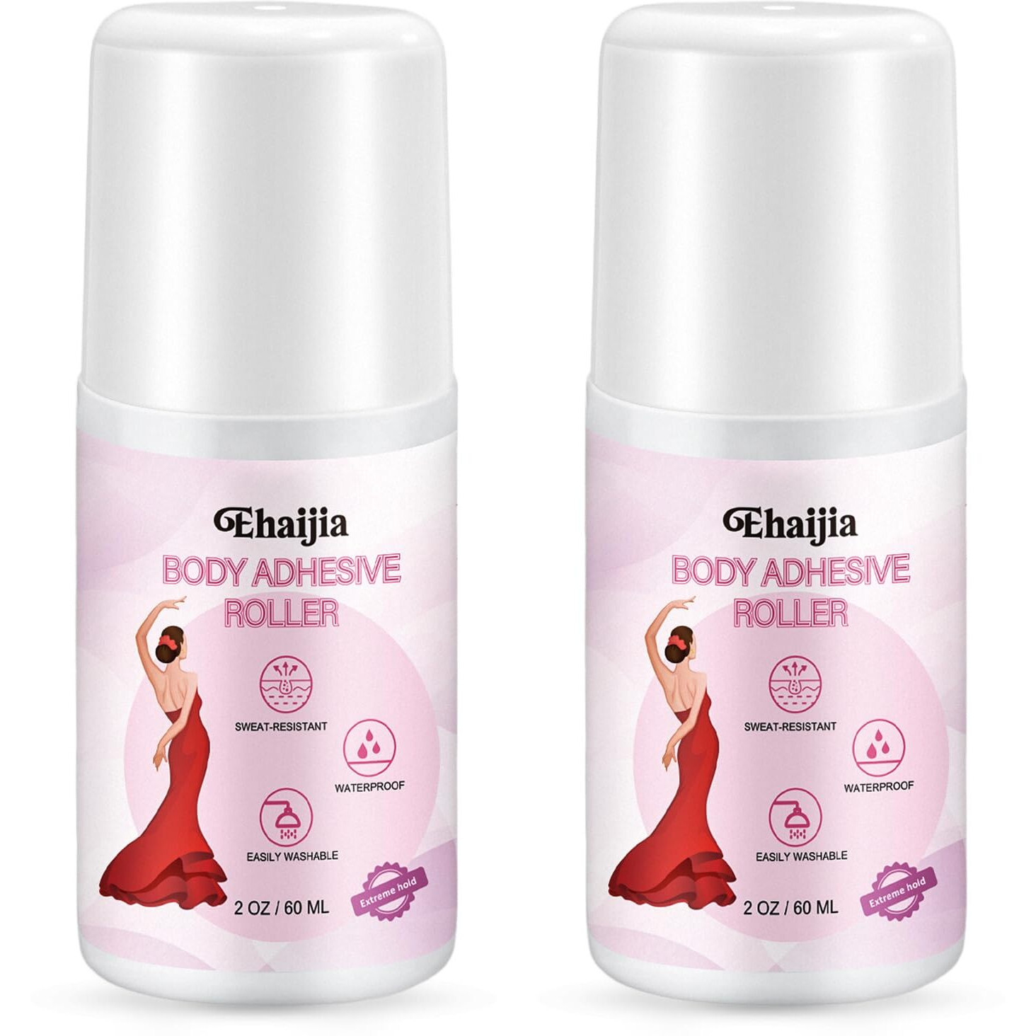 Ehaijia 2Pack Roll On Body Adhesive For Dancers, 2Oz Sweat Resistant And Adhesive Strength Body Glue, Non-Toxic Liquid Tape, Easy To Use & Remove, Greats For Clothing, Socks&Wigs And Not Irritate Skin