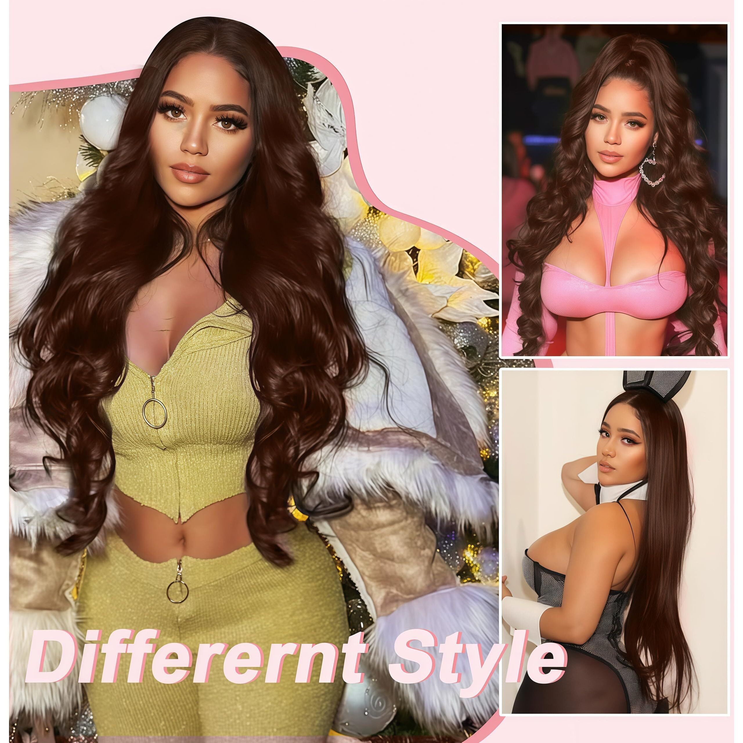 Migura 28 Inch Chocolate Brown Lace Front Wig 200 Density Body Wave Lace Front Wigs Human Hair Pre Plucked Chocolate Brown Human Hair Wig Colored 13X4 Hd Frontal Wigs For Women