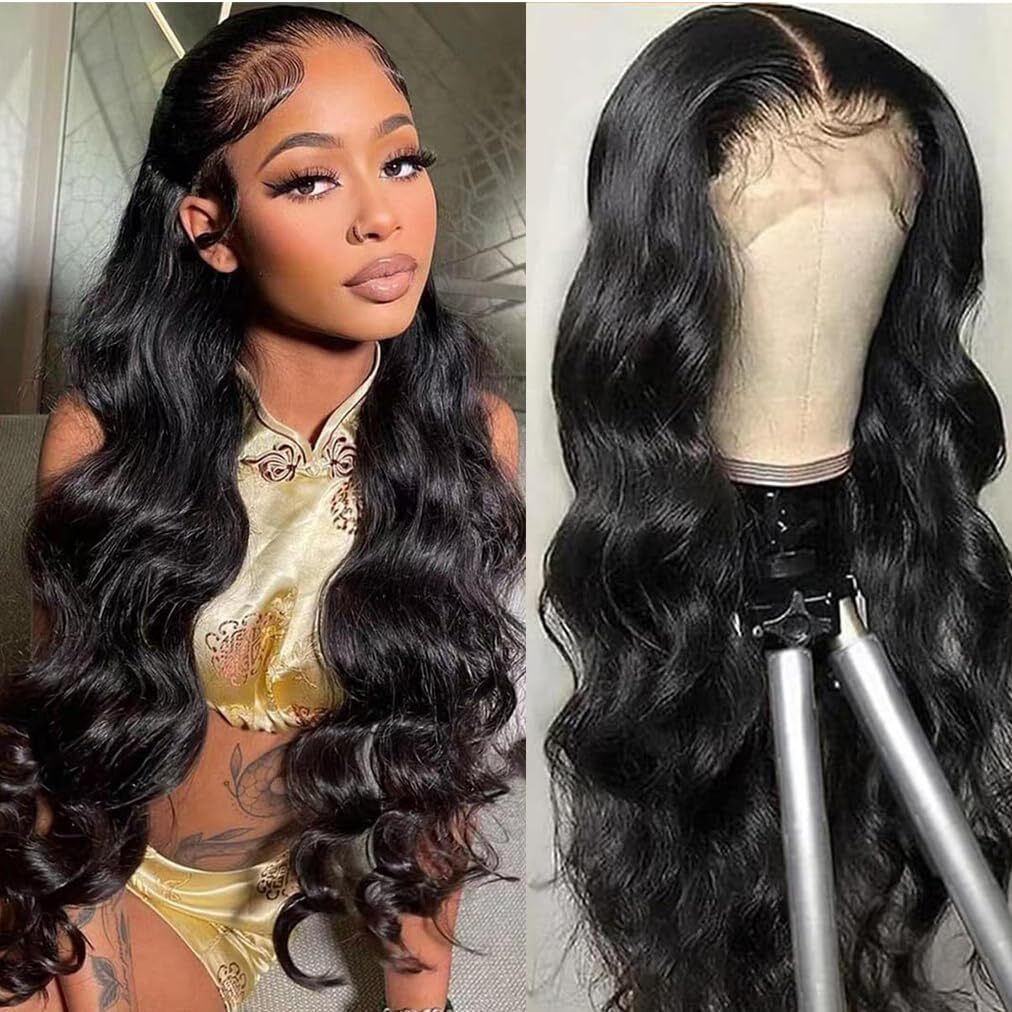 Body Wave 360 Lace Front Wigs Human Hair Pre Plucked Lace Frontal Wigs With Baby Hair For Black Women Natural Black (Black, 20 Inch)