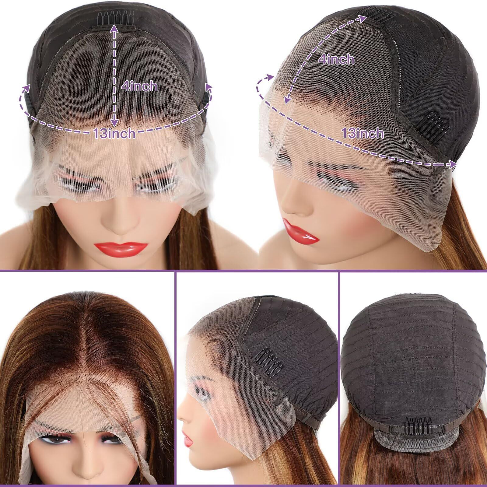 Lemoda Outlet Deal 12A 26Inch Highlight Body Wave Human Hair Lace Front Wigs 13X4 Ombre 4/27 Lace Frontal Wig 180 Density Virgin Human Hair Wigs Natural Hairline