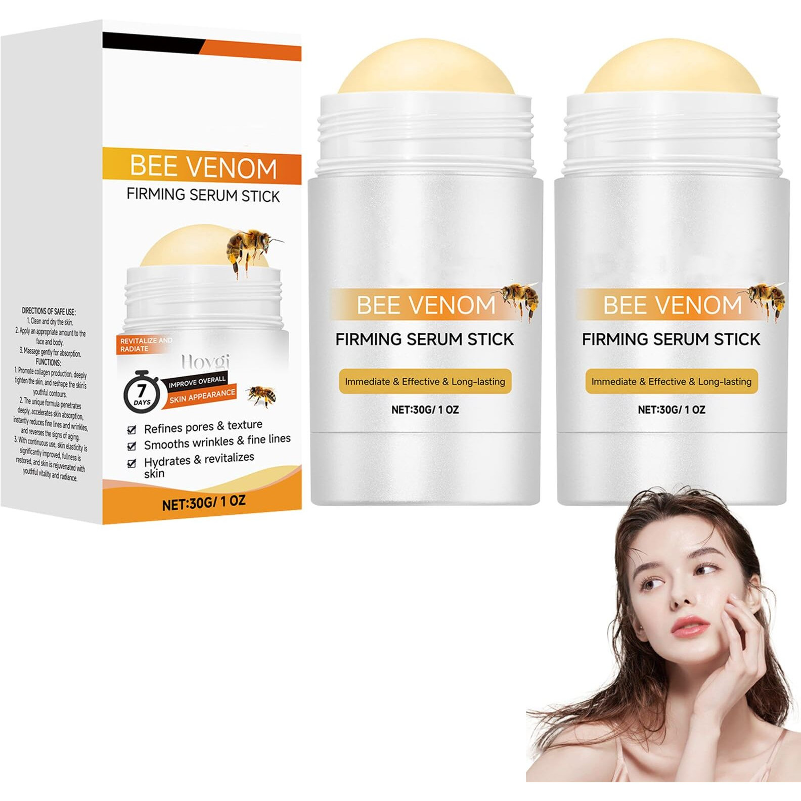 Bee Venom Firming Serum Stick 30G, Bee Venom Wrinkle Removal Serum Stick, Firming & Wrinkle-Reducing Cream, Hydrates & Nourishes Skin Firming Cream For Face And Body