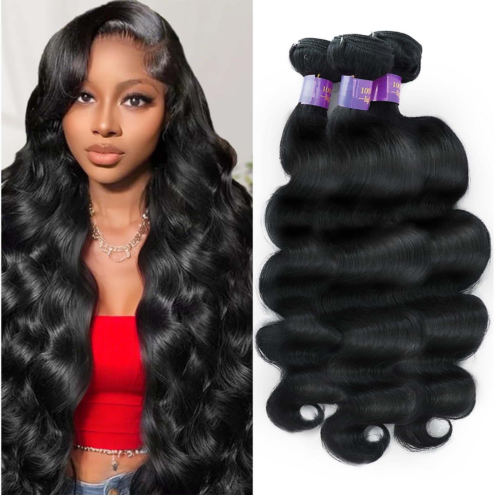 Body Wave Bundles Human Hair 22 24 26 Inch 3 Bundles 100% Unprocessed Brazilian Virgin Remy Hair Wavy Human Hair Natural Color