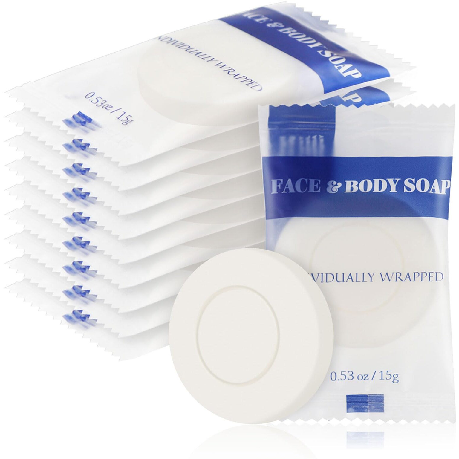 Travel Size Bar Soap In Bulk, Individually Wrapped Disposable Mini Soap For Hand Face & Body Mini Toiletries Amenities Kit Hotel, Shelter/Homeless/Nursing Home/Charity/Motel/Guest 0.53 Oz (10 Pack)