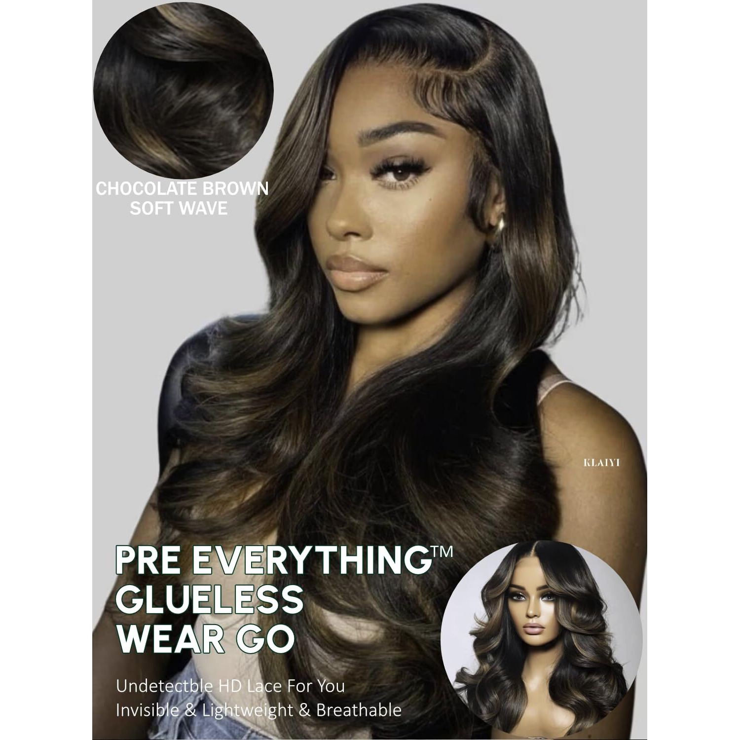 Klaiyi 13X4 Pre Everything Lace Front Chocolate Brown With Highlights Loose Body Wave Wig Human Hair Pre Cut Lace Pre Bleached Bye Bye Knots Pre Plucked Ombre Glueless Wear Go Wig Ready To Wear 26Inch