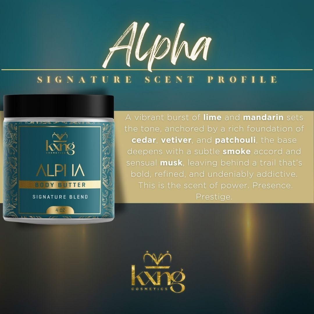 Kxng Cosmetics, Body Butter, Organic Skin Care For Men And Women, Body Moisturizer Lotions And Creams, Raw Shea Butter, Cocoa Butter, Mango, Coconut Oil, Hand, Foot, All Skin Types (Alpha)