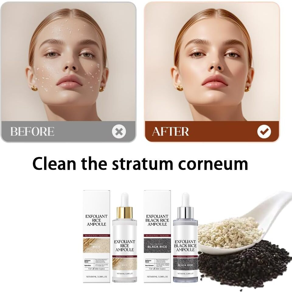 Black And White Rice Peeling, New Soft Rice Exfoliating Face And Body, Black And White Rice Exfoliant For All Skin Types, Gentle Peel & Deep Hydration (White+Black) 2P