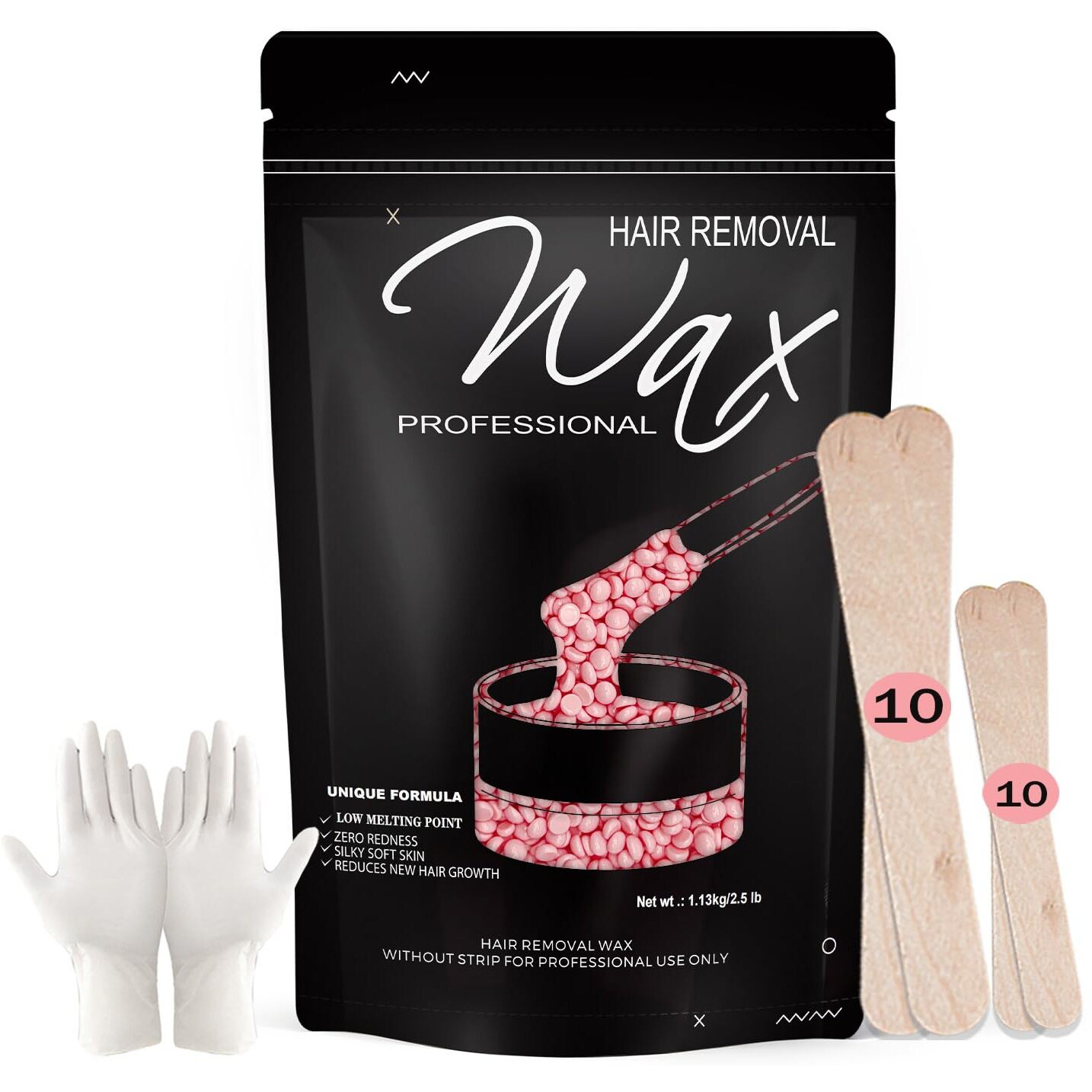 Feamiria 2.5Lb Wax Beads, Hard Wax Beads, Wax Beads For Women Men, Hard Wax For Full Body, Sensitive Skin, Facial, Brazilian Bikini, Legs, Armpit, Waxing Bead At Home, 20 Applicator Sticks & Gloves