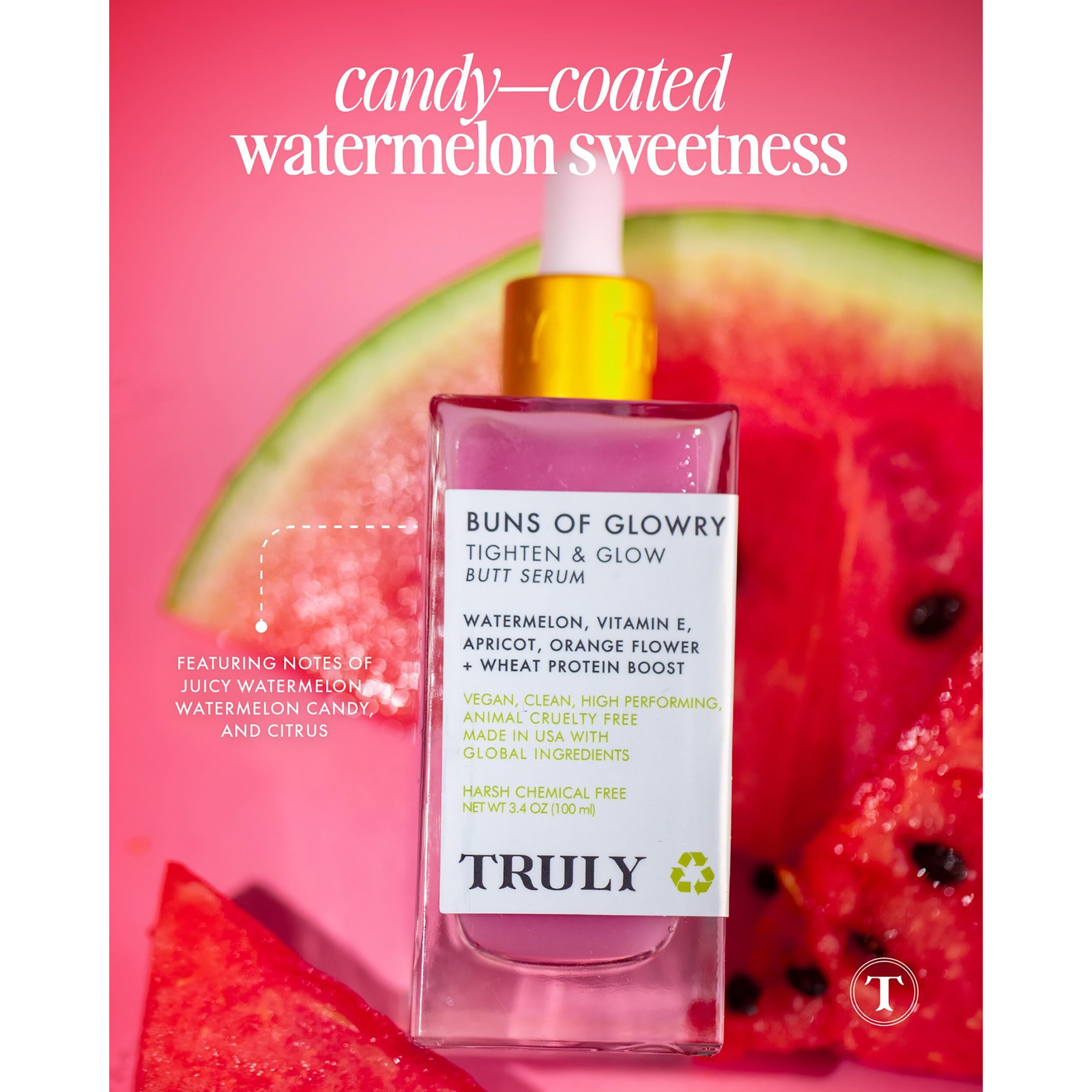 Truly Beauty Buns Of Glowry Glow & Tighten Serum, Skin Tightening Cream Serum, Cellulite Cream For Thighs And Buns Fast Absorbing. Butt Enhancement Cream And Firming Lotion - 3.1 Oz
