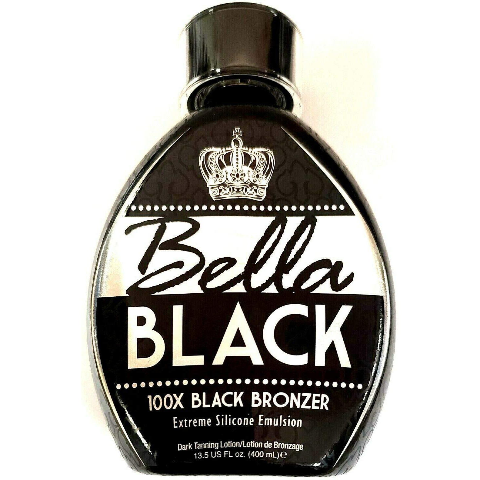 Bella Black 100X Bronzer Tanning Lotion - Premium Tanning Bed Lotion With Extreme Silicone Emulsion And Banana Fruit Extract - Instant Results - Dark Tanning Lotion For Indoor Tanning Beds - 13.5Oz