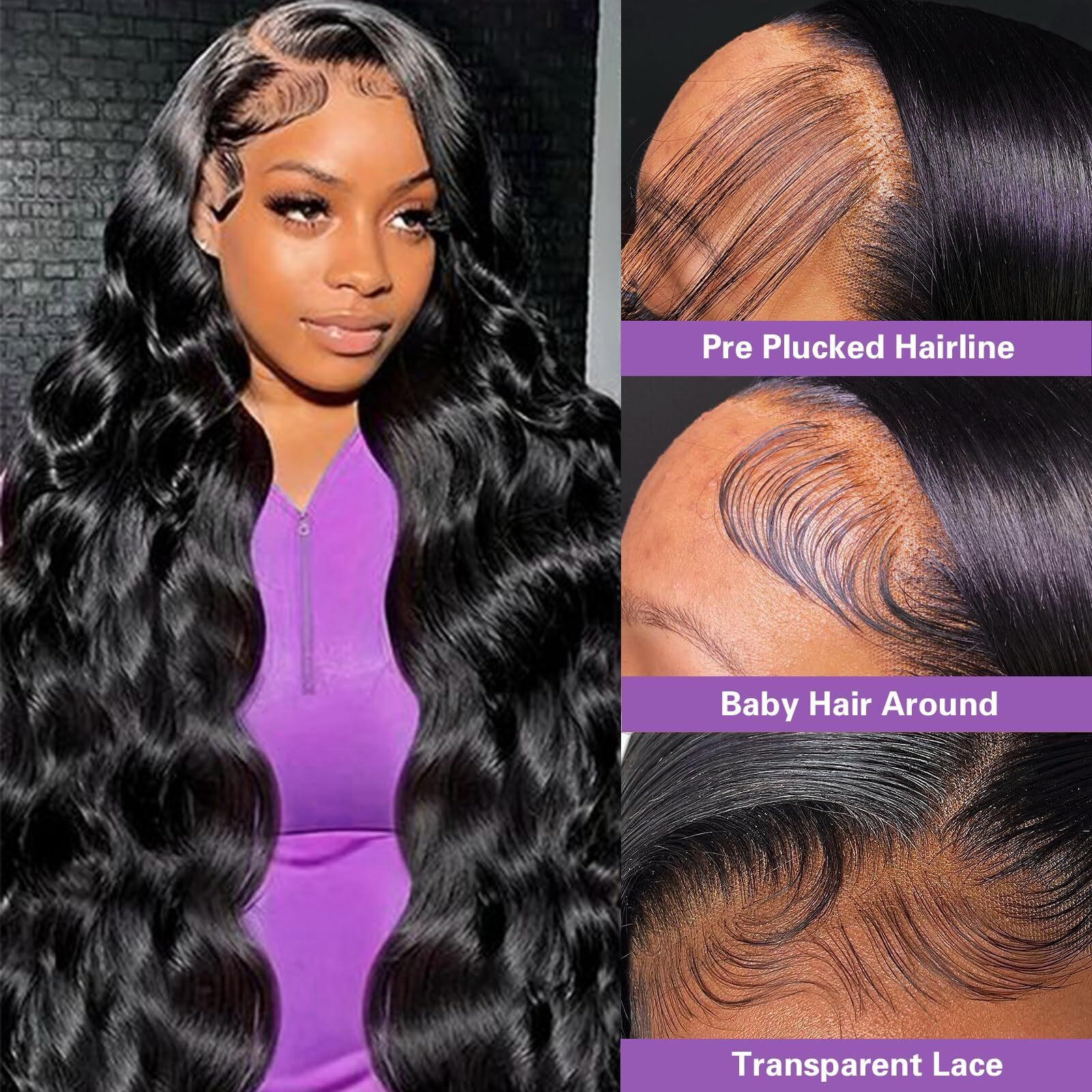 Wprwpr Body Wave Lace Front Wigs Human Hair 13X6 Hd Lace Frontal Wigs Human Hair For Women Pre Plucked With Baby Hair Natural Hairlin 34 Inch 180% Density