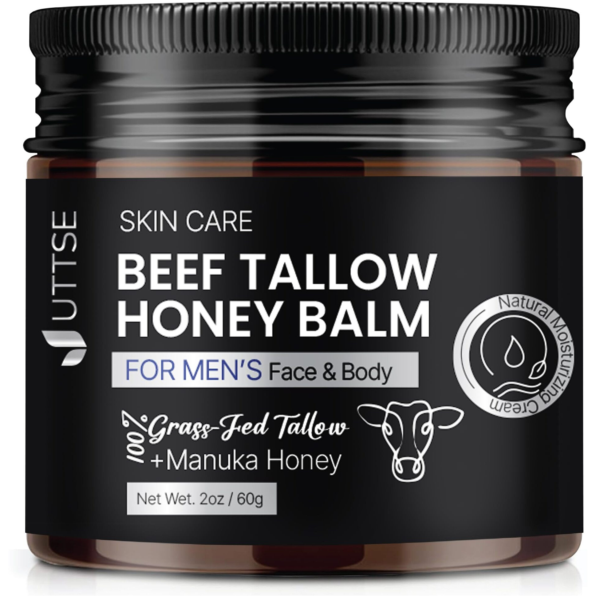 Uttse Beef Tallow Honey Balm For Skin100% Grass-Fed Beef Tallow Moisturizer For Face And Body - Tallow Balm With Olive Oil Manuka Honey For Sensitive Dry Skin Repair 2 Oz