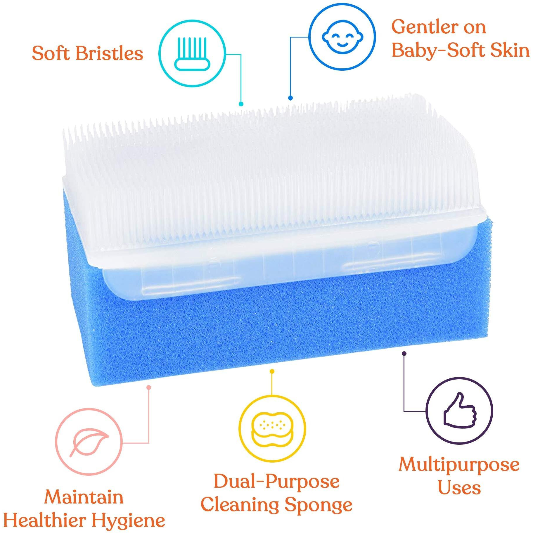 Special Supplies (6 Pack) Baby Bath Sponges Soft Foam Sensory Scrubber With Cradle Cap Bristle Brush - Body, Hair, And Scalp Cleaning - Gentle On Infant, Toddler Sensitive Skin - Great Sensory Feel