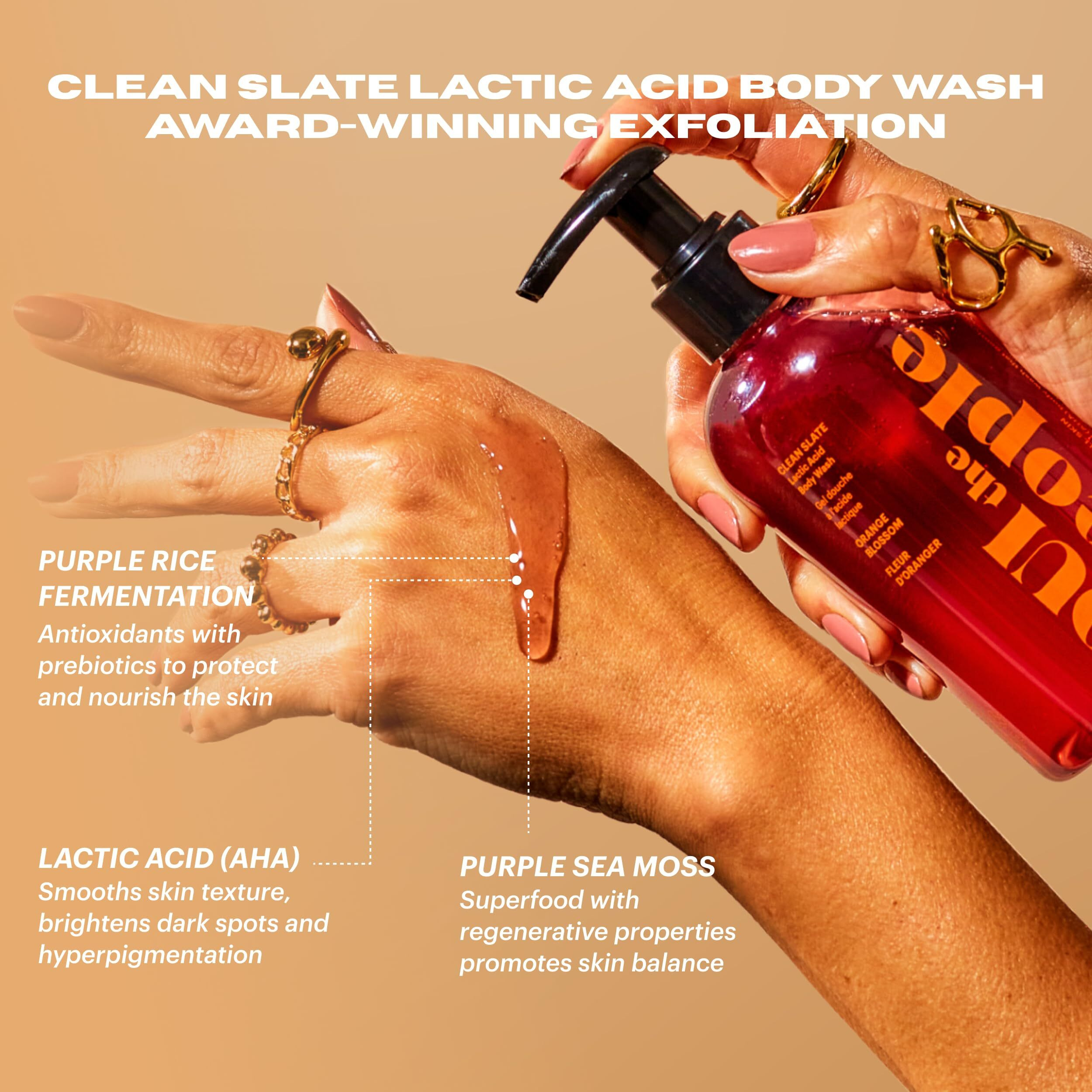 Oui The People Clean Slate Lactic Acid Body Wash, Aha Body Wash, Lactic Acid Serum & Face Cleanser, Gentle Exfoliation & Face Moisturizer For Smoother Texture And Even Skin Tone, 8.4 Oz
