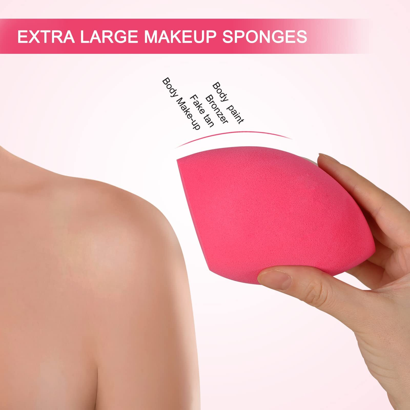 Extra Large 11Cm Make Up Beauty Sponges Blender Big For Face & Body (1X Small 1X Large) -With 2 Sponge Holder- Faster Flawless Application For Foundation/Fake Tan/Powder/Blending/Setting/