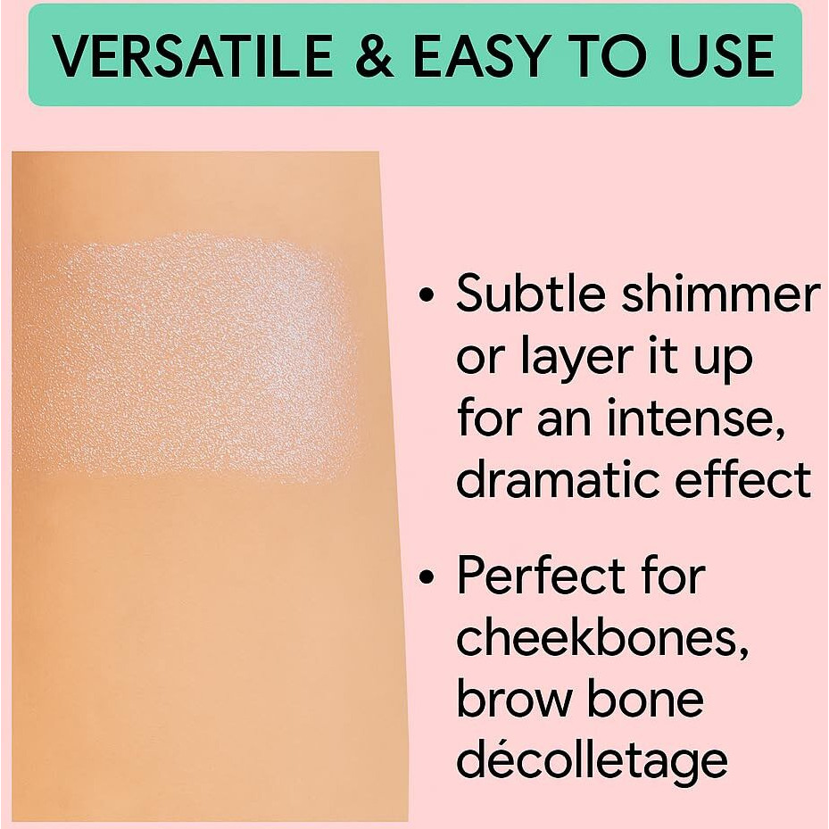 Kimchi Chic Pearl Gone Wild Highlighter - Pressed Shimmer Powder For Face & Body, Iridescent Glow, With Mirror, Cruelty Free, Dream Pink Iridescent 0.32Oz