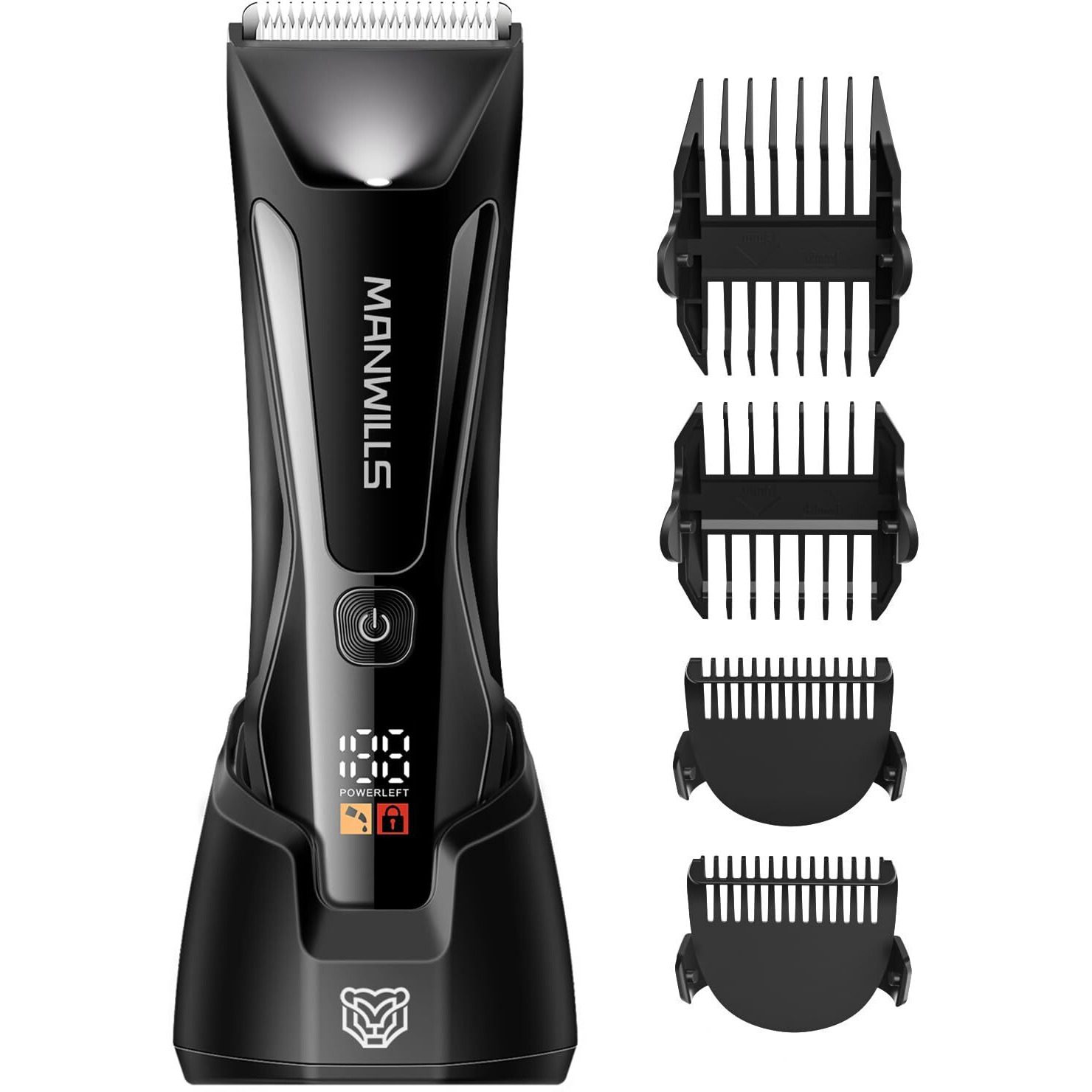 Manwills Body Hair Trimmer Men - Electric Groin Hair Trimmer With Upgraded Wide Ceramic Blade, Ball Trimmer For Men, Type-C Recharge Dock, Ipx7 Waterproof, 120 Mins Cordless Use, Ball Shaver For Men