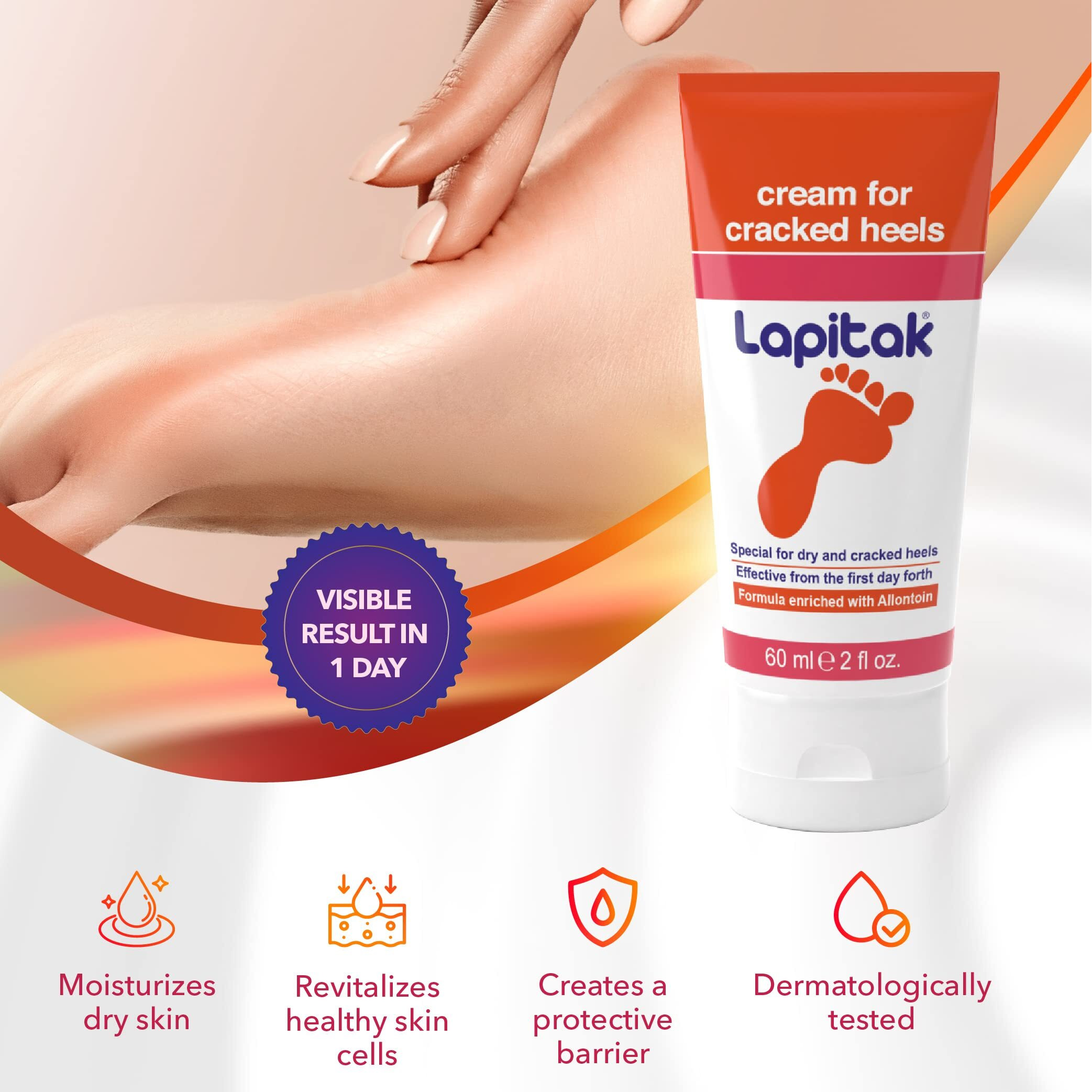 Lapitak Cracked Heel Treatment Foot Cream Dry Feet Lotion For Extremely Dry Skin Foot Scrubber Dead Skin Remover Athletes Foot Treatment Fast Cracked Heel Repair Healthy Feet Sensitive Skin 2 Oz.