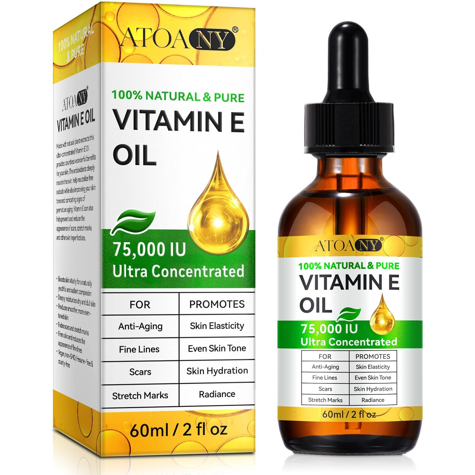 Flamebeauty Vitamin E Oil 75,000 Iu - Pure & Natural Skin & Hair Care - Moisturizing For Face, Body, Sars And Scalp 2 Fl Oz