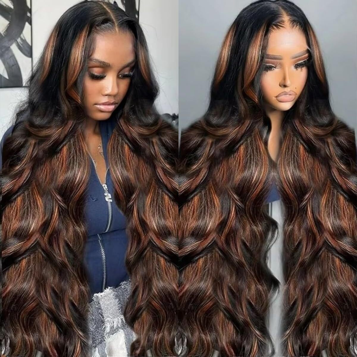 Agairl 30 Inch Ombre Lace Front Wig Human Hair 210% Density Fb/30 Human Hair Wig 13X6 Body Wave Lace Wigs Human Hair Pre Plucked Hd Frontal Wig For Women Highlight Glueless Wigs