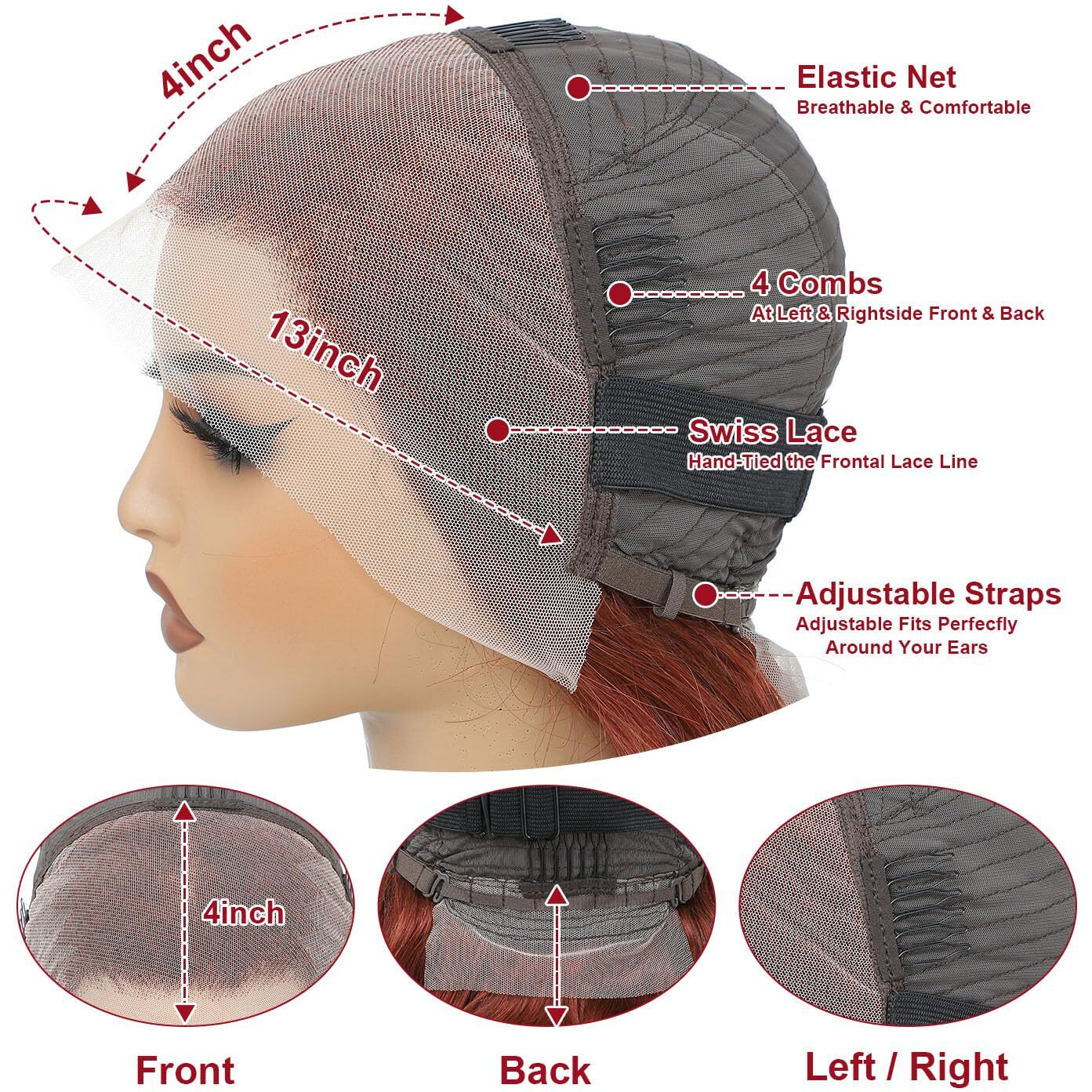 26 Inch Reddish Brown Lace Front Wigs Human Hair 13X4 Body Wave Hd Lace Frontal Wigs For Women 180 Density Auburn Colored Copper Red Pre Plucked With Baby Hair