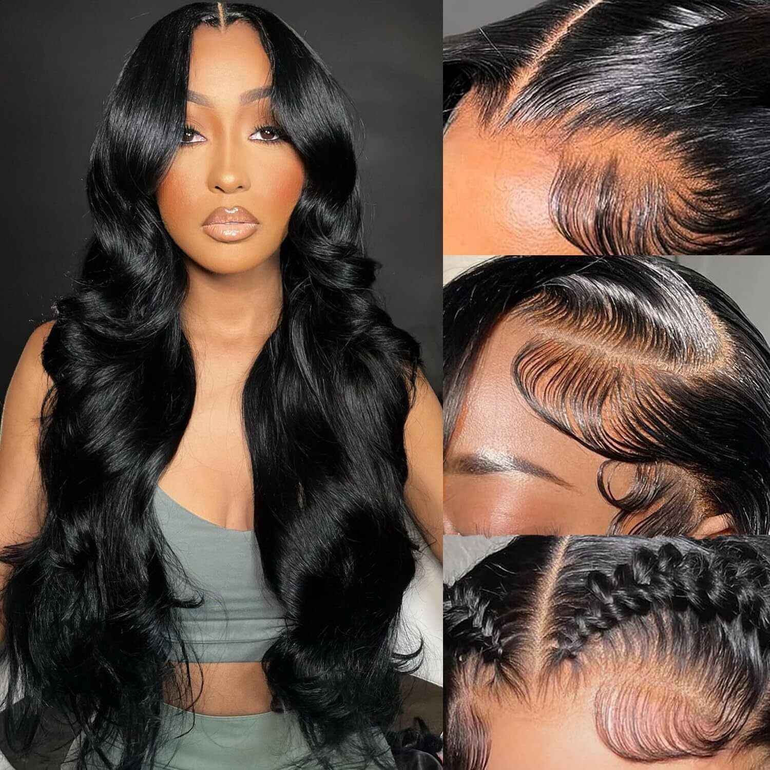 Ulrica 28 Inch Body Wave Lace Front Wigs Human Hair Pre Plucked 13X4 Hd Lace Front Wigs For Women 250 Density Body Wave Wig With Baby Hair Natural Black Color