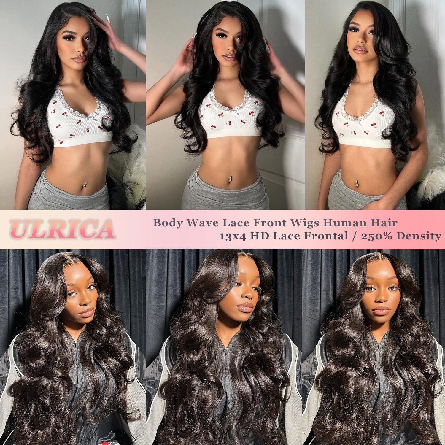 Ulrica 28 Inch Body Wave Lace Front Wigs Human Hair Pre Plucked 13X4 Hd Lace Front Wigs For Women 250 Density Body Wave Wig With Baby Hair Natural Black Color