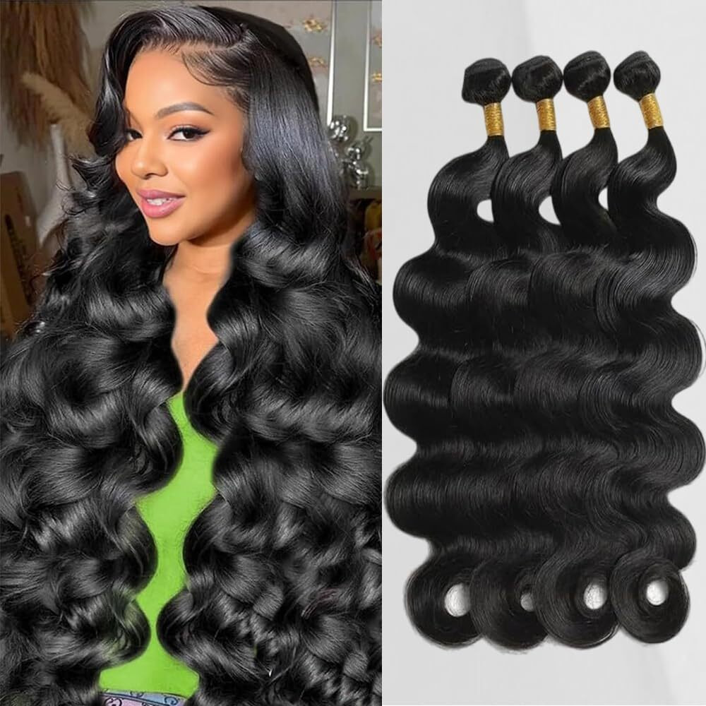 12A Body Wave Bundles Human Hair 24 26 28 30 Natural Black Color 100% Brazilian Human Hair Bundles For Women