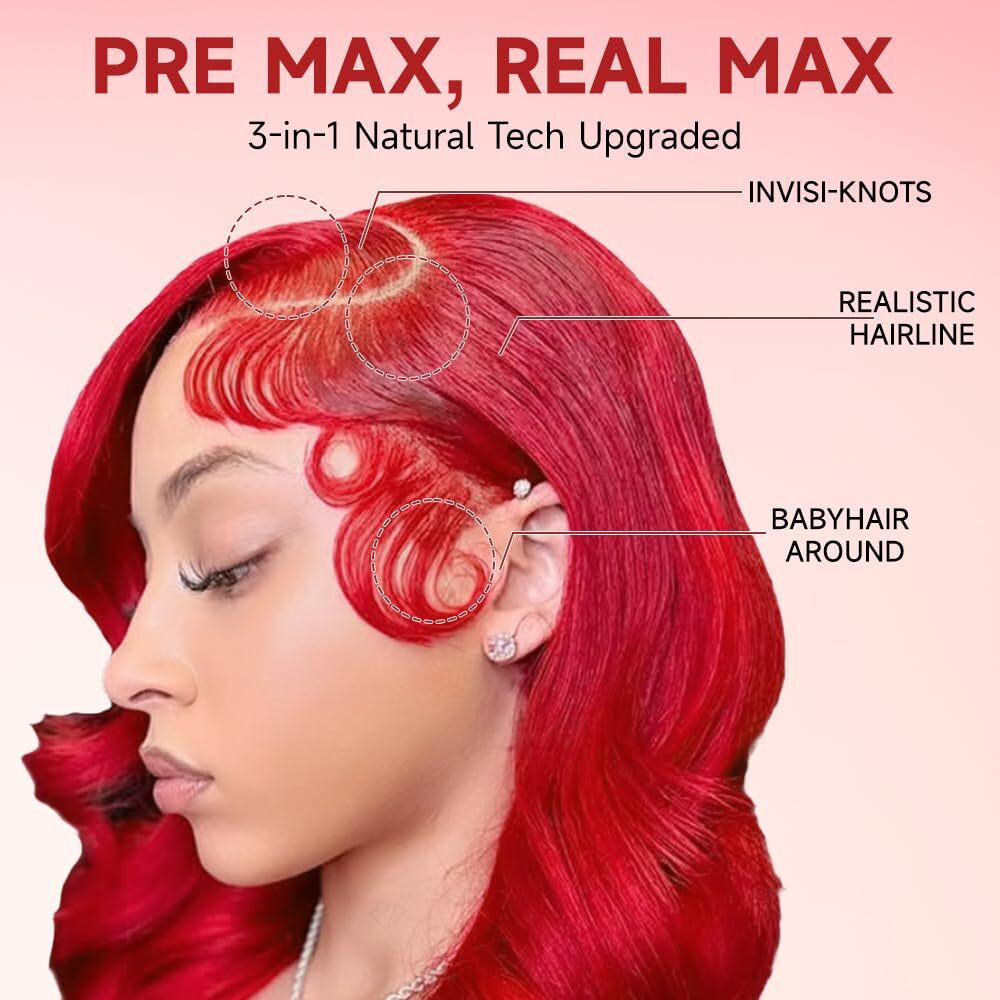 Red Wig Human Hair 200 Density Red Body Wave Lace Front Wigs Human Hair Pre Plucked With Baby Hair 13X4 Hd Lace Frontal Wig Red Lace Front Wigs Human Hair Glueless Wigs 32 Inch