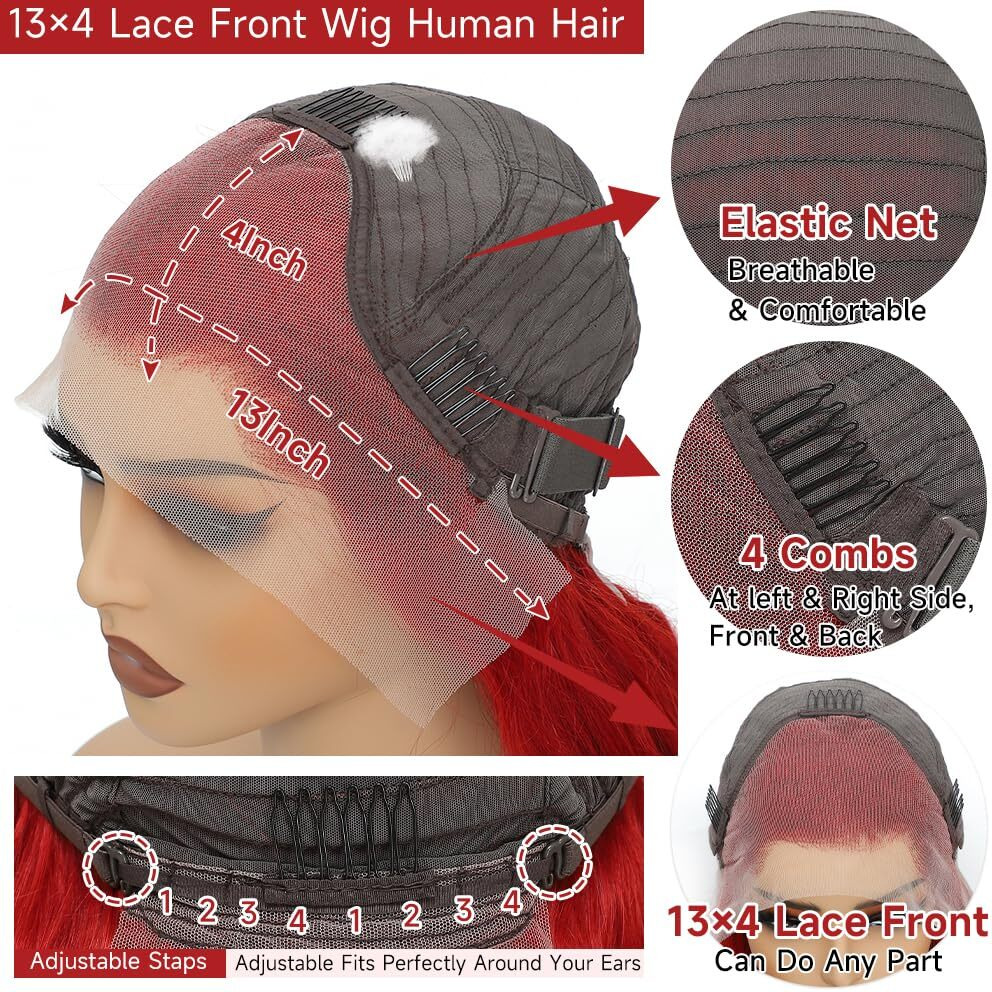 Red Wig Human Hair 200 Density Red Body Wave Lace Front Wigs Human Hair Pre Plucked With Baby Hair 13X4 Hd Lace Frontal Wig Red Lace Front Wigs Human Hair Glueless Wigs 32 Inch