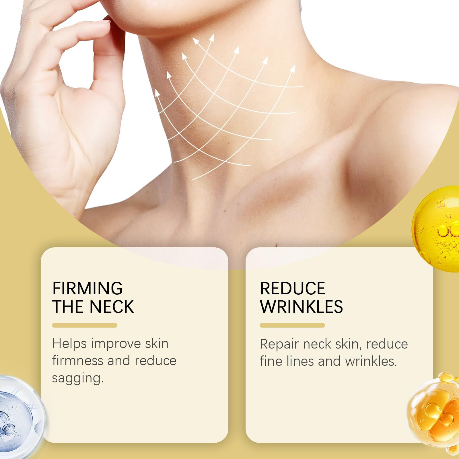 Hoygi Firming Neck Cream For Crepey Skin Body Care Comfort With Roller, Tightening And Moisturizing Lotions Skin Care For All Skin Types, 4.23 Oz/Pcs