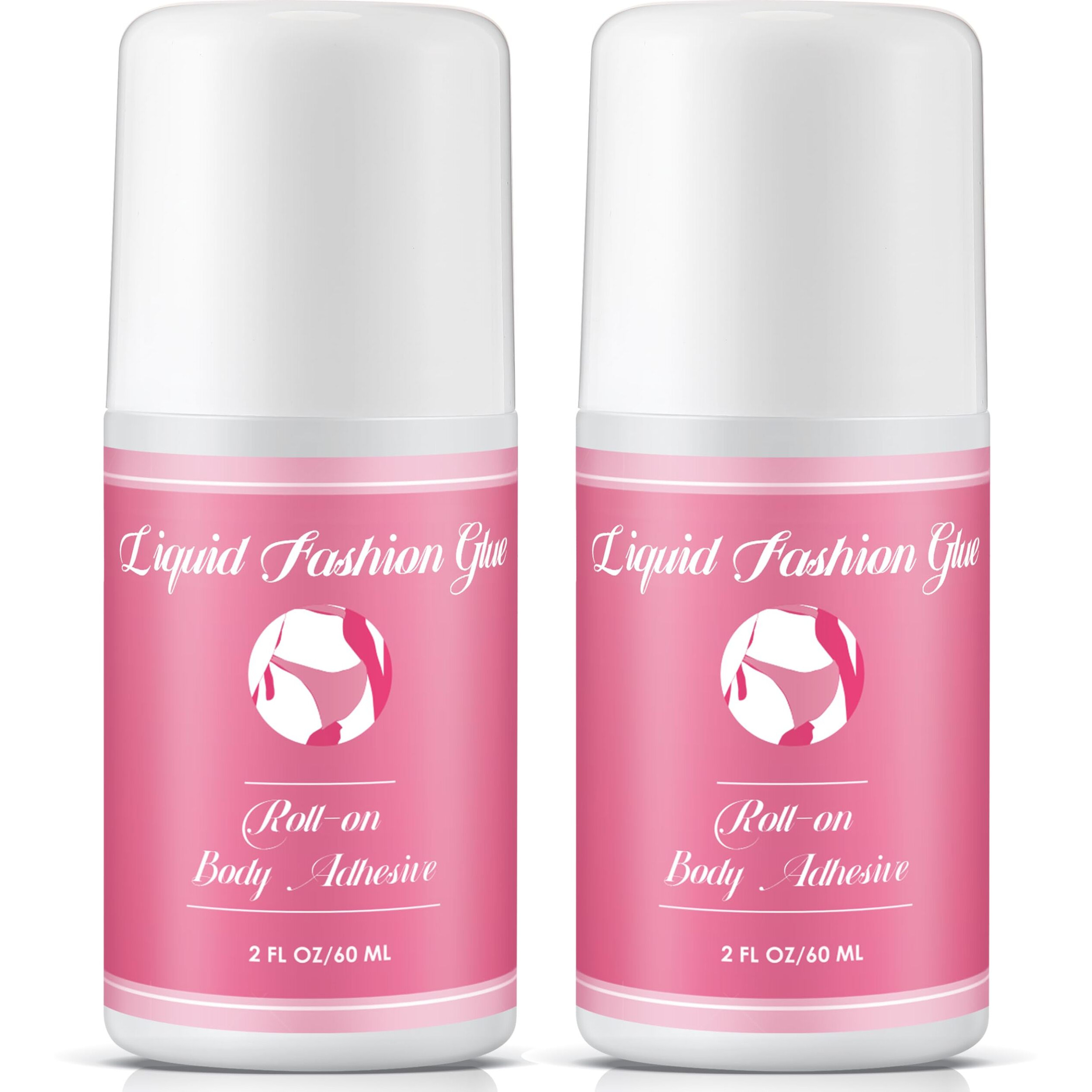 Happyalley 2 Pcs Roll On Body Adhesive For Dancers, 2Oz Clear & Non Toxic Liquid Fashion Glue For Oily And Dry Skin, Sweat Resistant Body Adhesive For Compression Stocking, Wig Glue, Residue Free