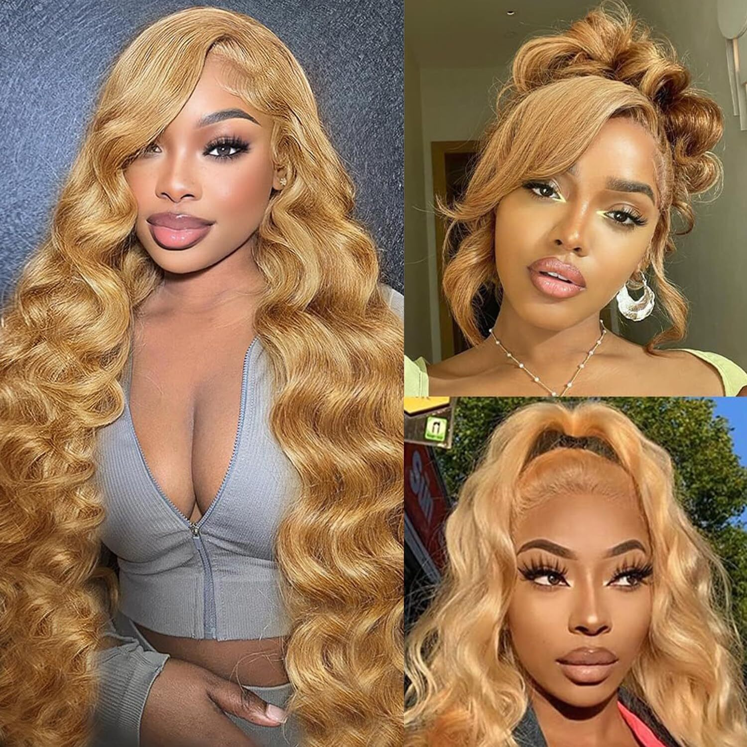Qgvqgv Honey Blonde Wig Human Hair 27 Colored 26 Inch Honey Blonde 13X6 Hd Lace Front Wigs Human Hair 200 Density Honey Blonde Body Wave Wigs Pre Plucked Glueless Wigs