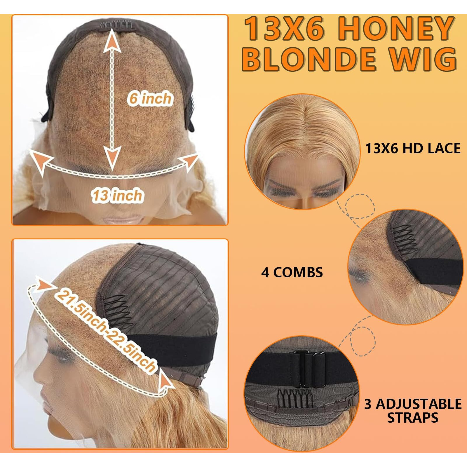 Qgvqgv Honey Blonde Wig Human Hair 27 Colored 26 Inch Honey Blonde 13X6 Hd Lace Front Wigs Human Hair 200 Density Honey Blonde Body Wave Wigs Pre Plucked Glueless Wigs