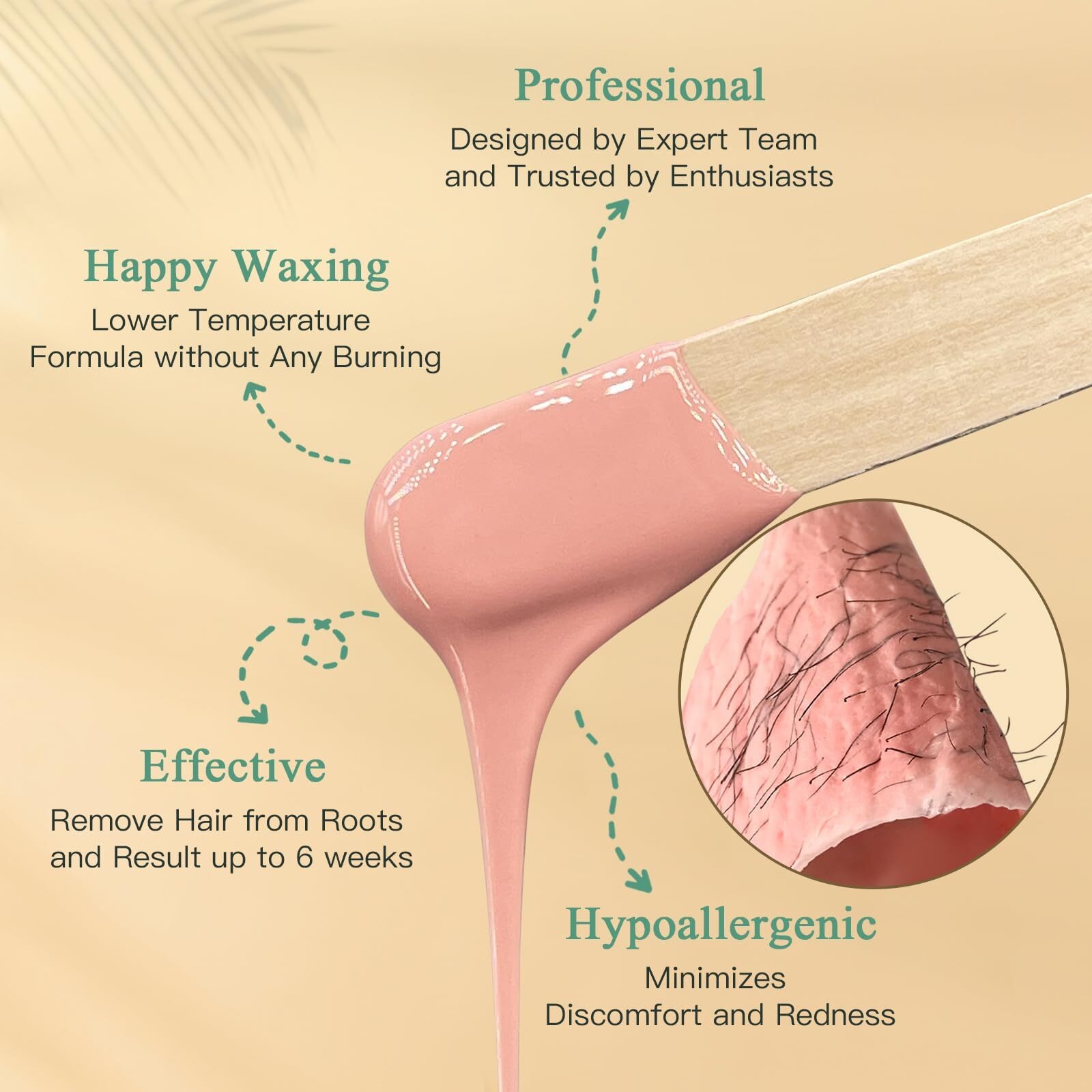 Bouvetan Wax Beads For Hair Removal - 6 Packs, 21Oz - Gentle, Effective Hard Waxing Beads For Smooth Skin Bikini, Eyebrow, Face, Legs, Full Body Waxing