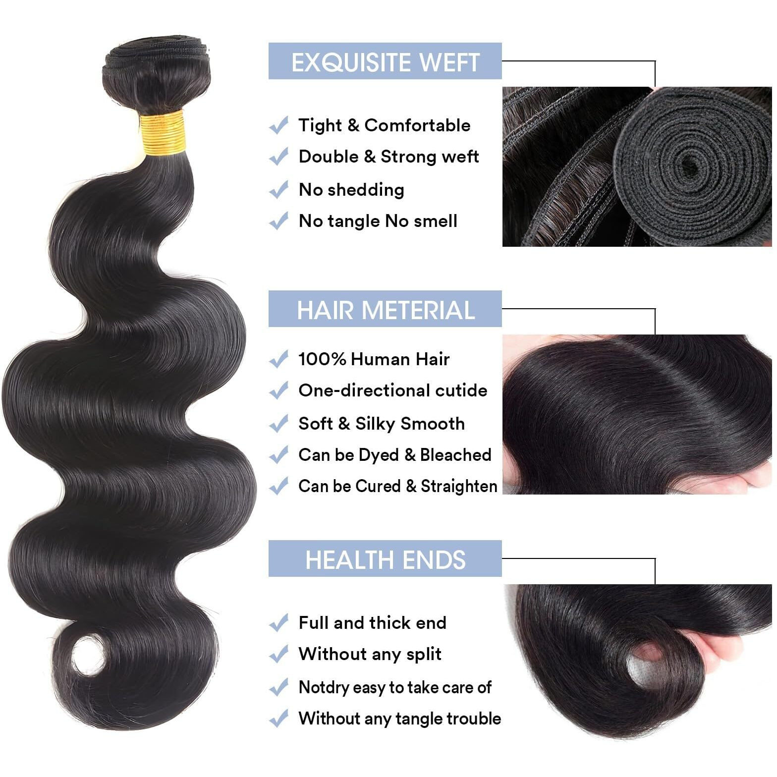 Giveambw Body Wave Bundles Human Hair 20 22 22 Inch 12A Grade 100% Unprocessed Brazilian Virgin Hair Body Wave 3 Bundles Deals Real Human Hair Extensions For Black Women Natural Black