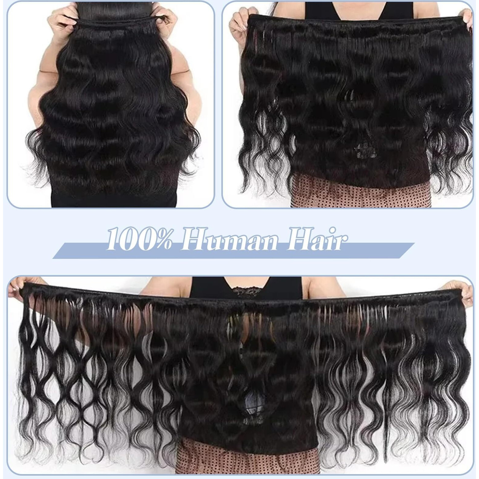 Giveambw Body Wave Bundles Human Hair 20 22 22 Inch 12A Grade 100% Unprocessed Brazilian Virgin Hair Body Wave 3 Bundles Deals Real Human Hair Extensions For Black Women Natural Black